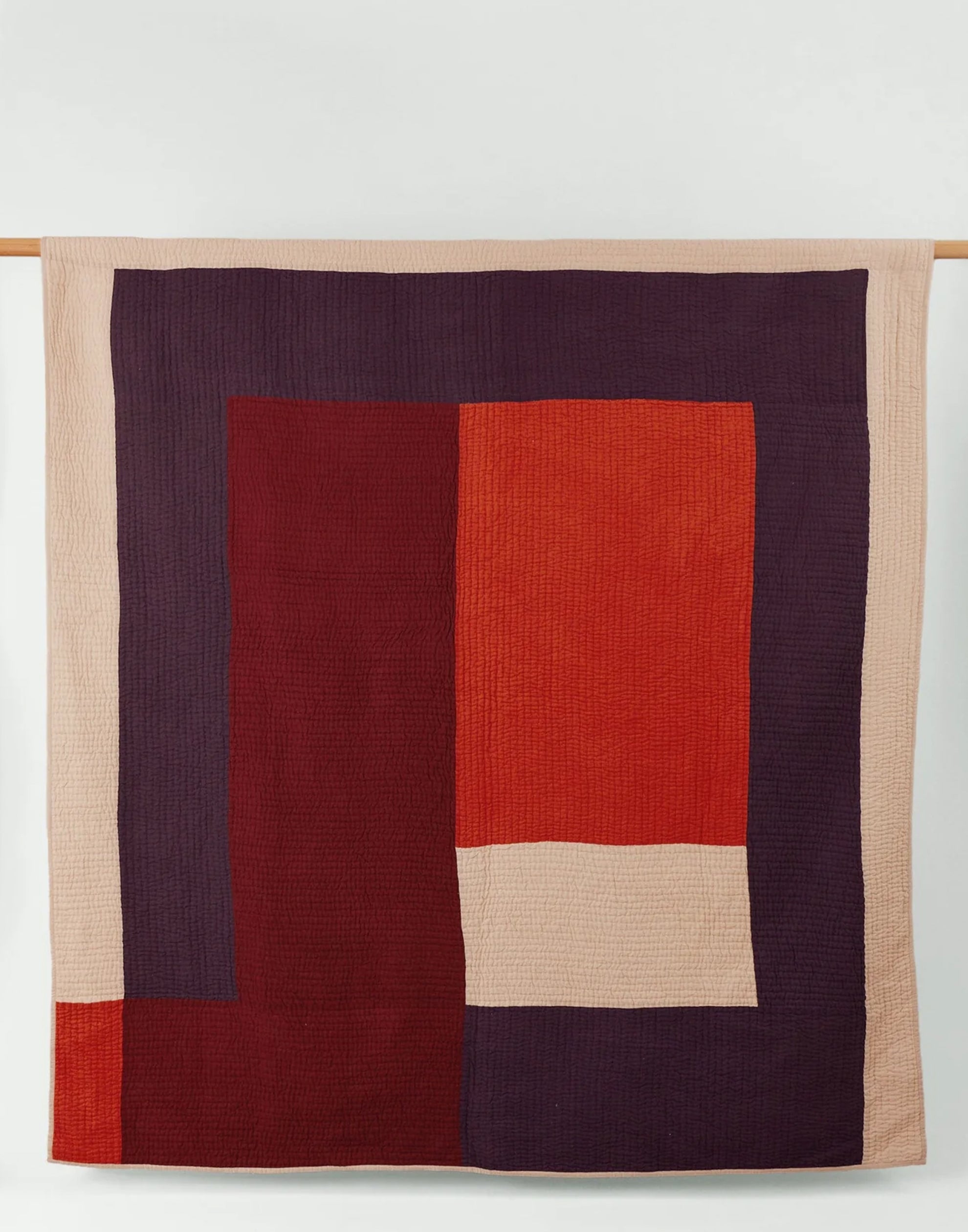 Plum & Coral Cotton Patchwork Quilt