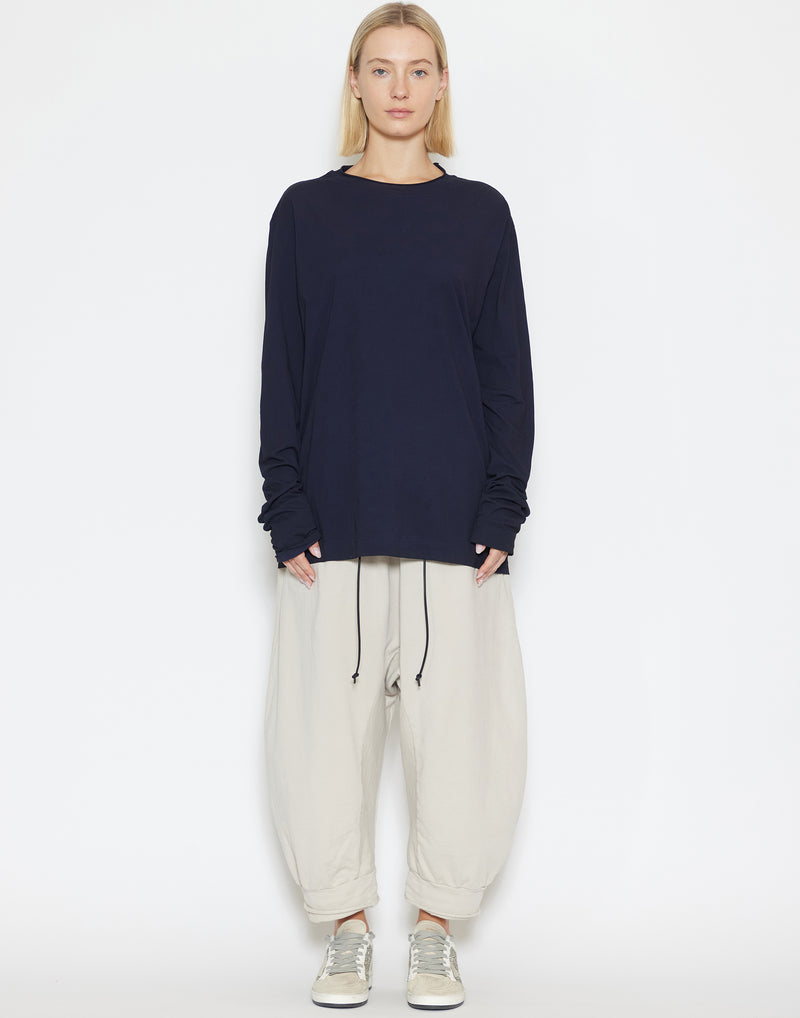 Light Beige Cotton Cropped Trousers