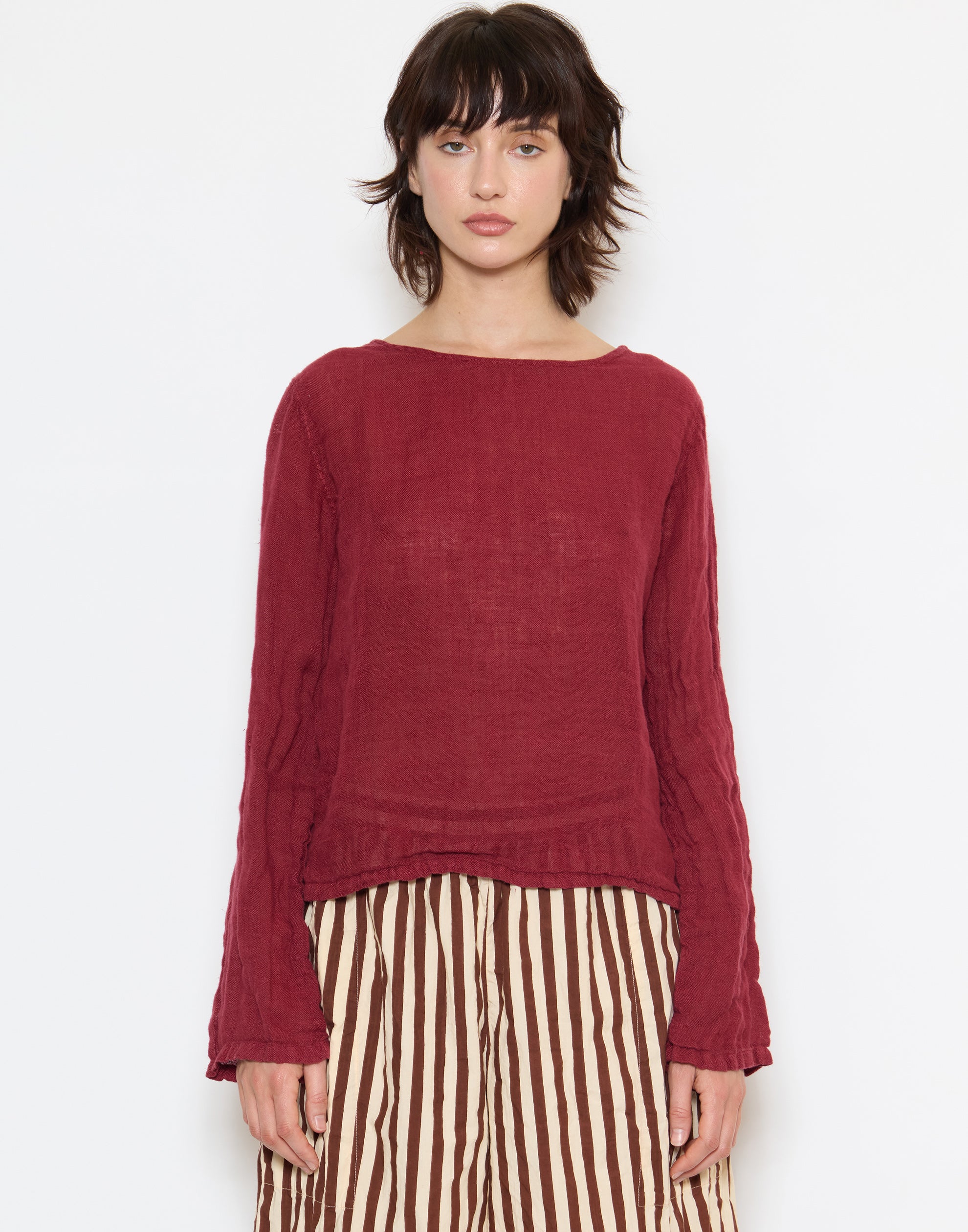 Berry Linen Gauze Lilly Top