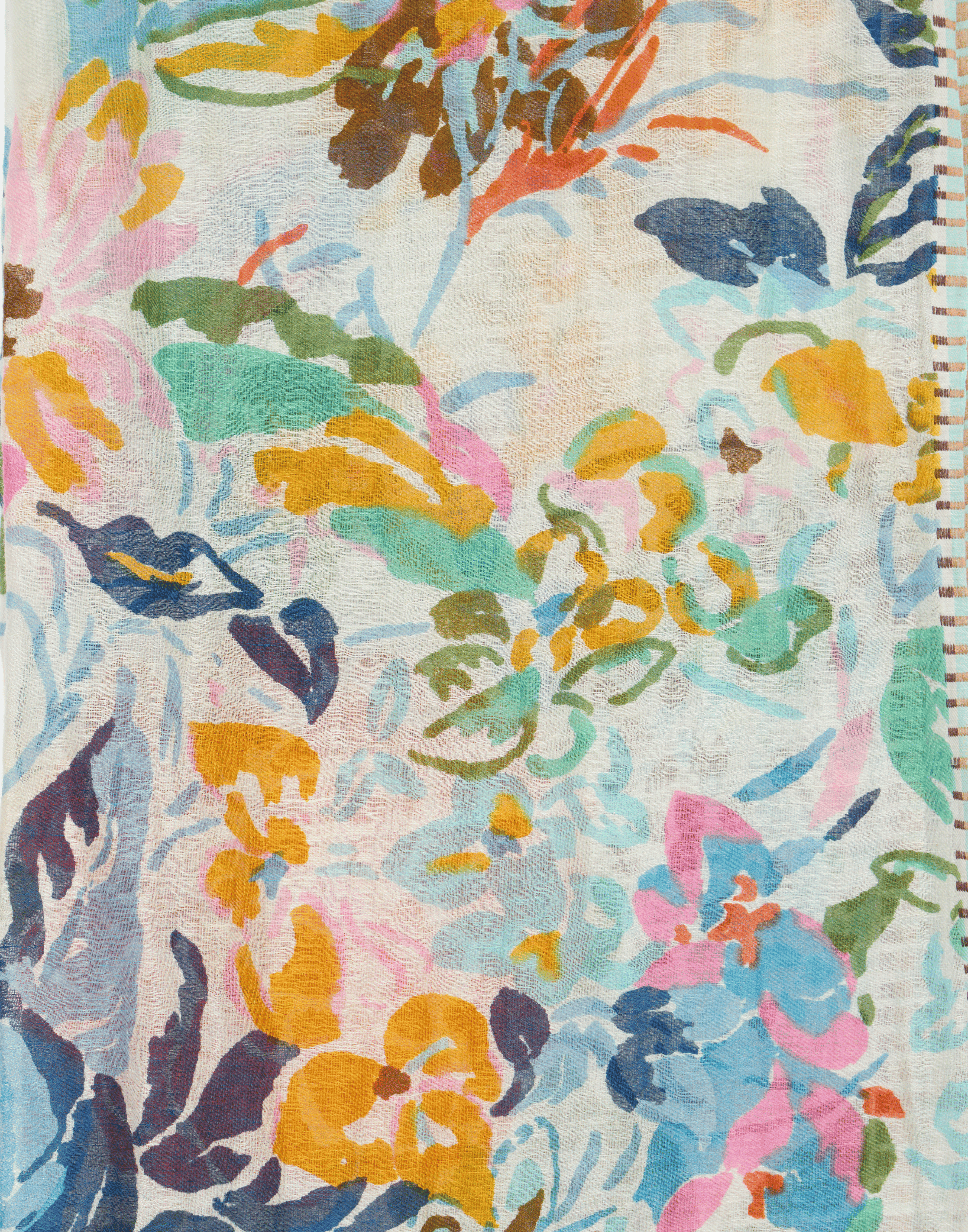 Mandarin Painted Linen & Cotton Scarf