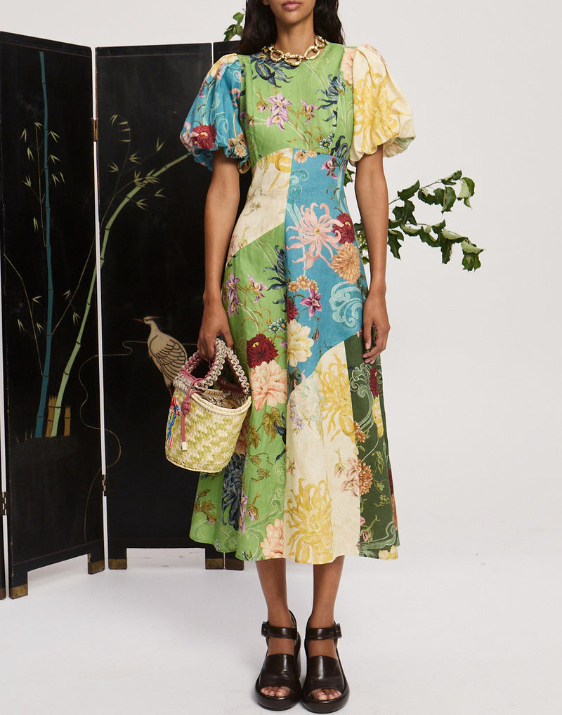 Linen Avery Spliced Midi Dress