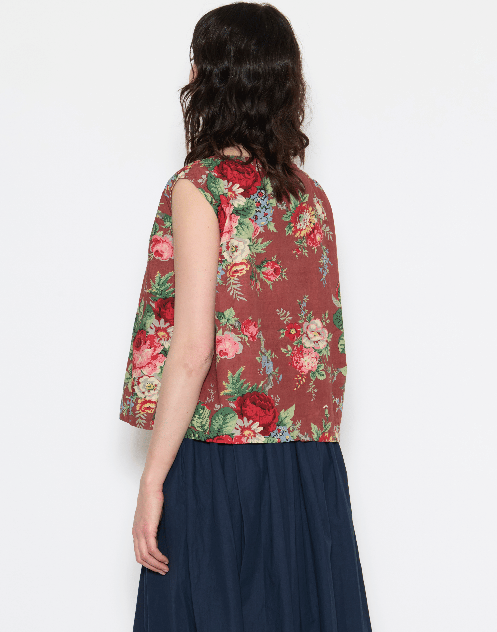 Sunset Floral Print Cotton Poplin Anna Top