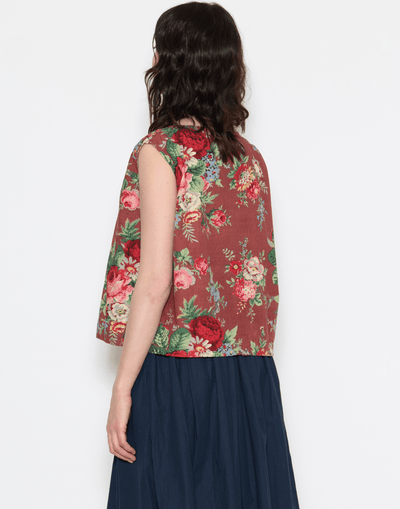 Sunset Floral Print Cotton Poplin Anna Top