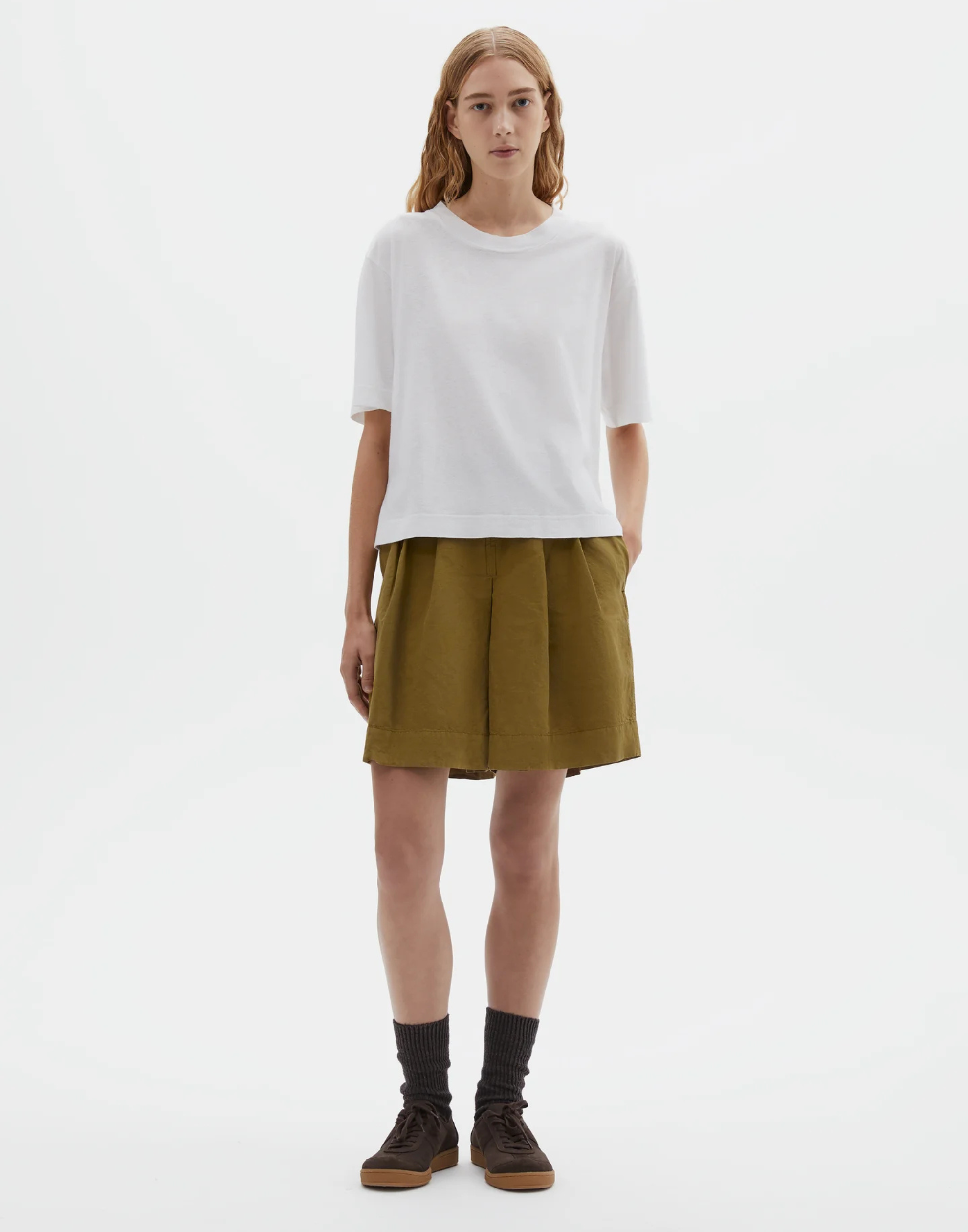 White Cotton & Linen Simple T-Shirt