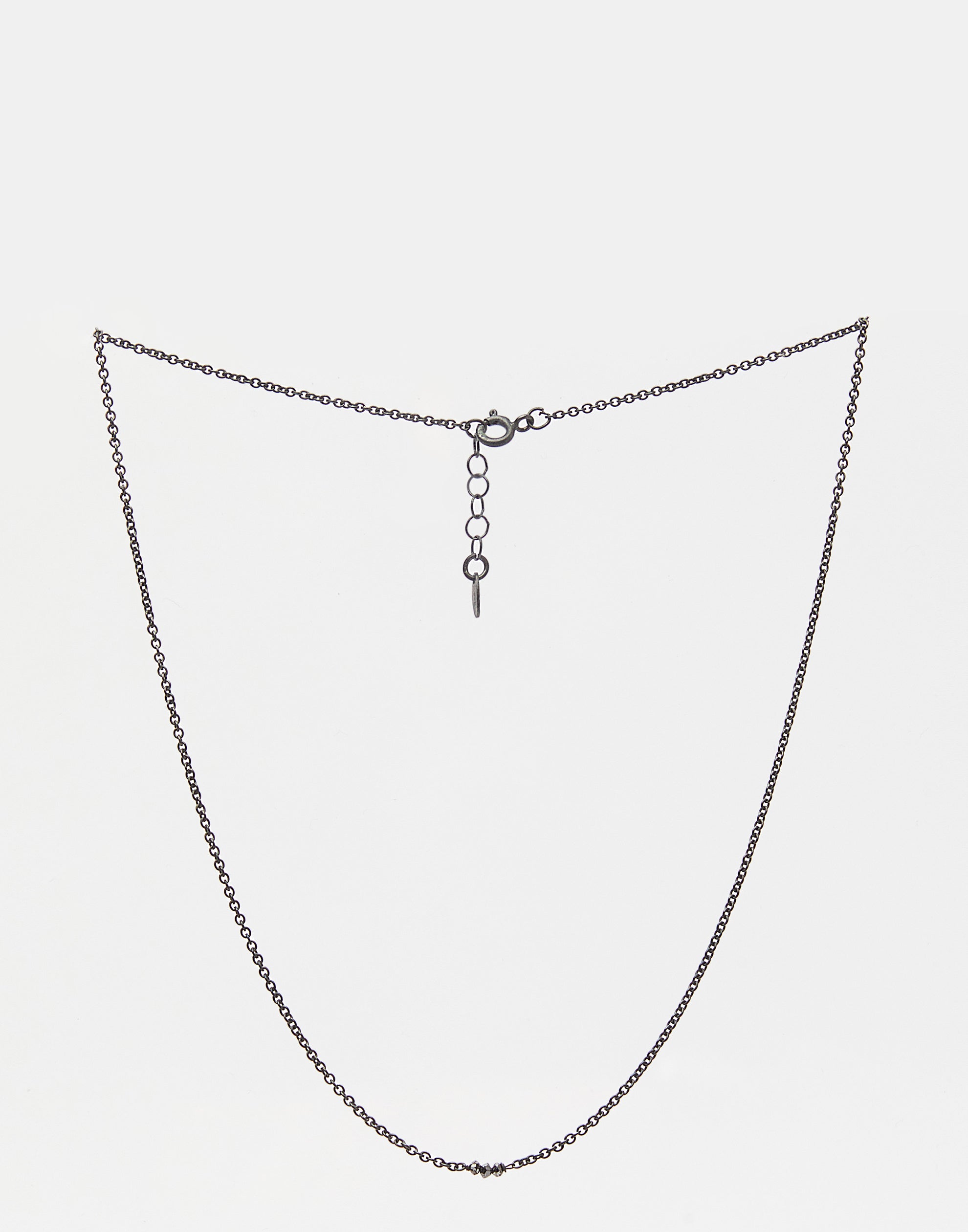 Oxidised Silver & Three Black Diamond Necklace