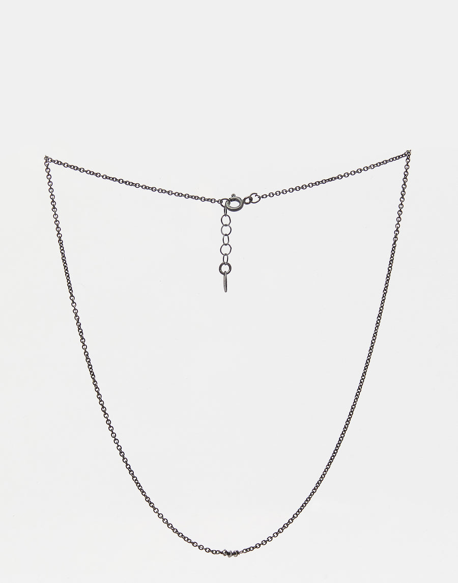 Oxidised Silver & Three Black Diamond Necklace