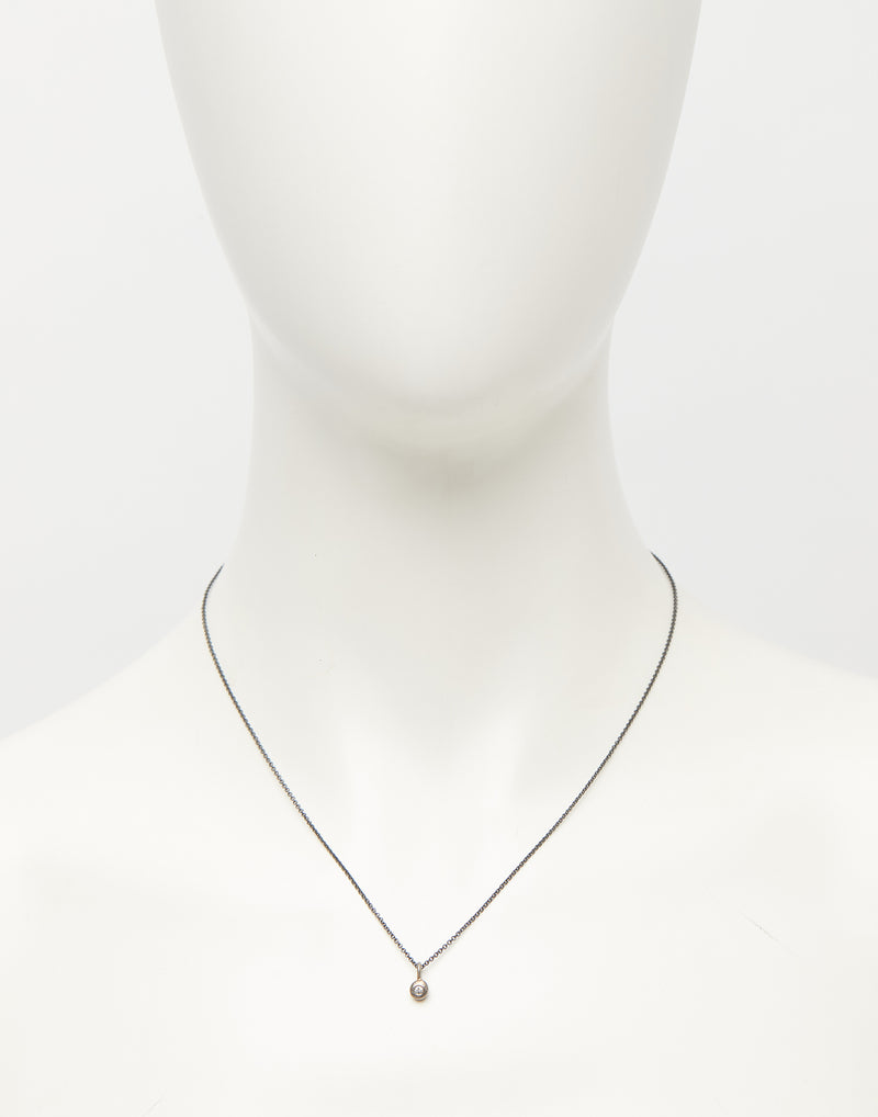 Diamond & Oxidised Silver Necklace