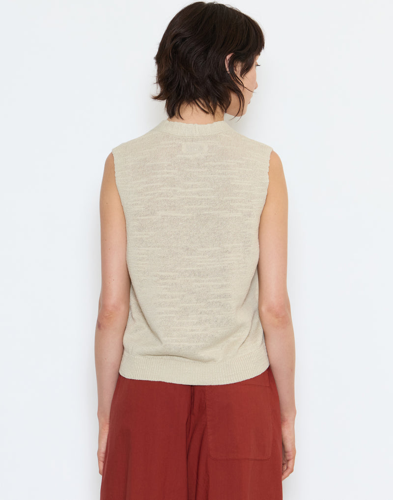 Parchment Cotton & Linen Knitted Tank