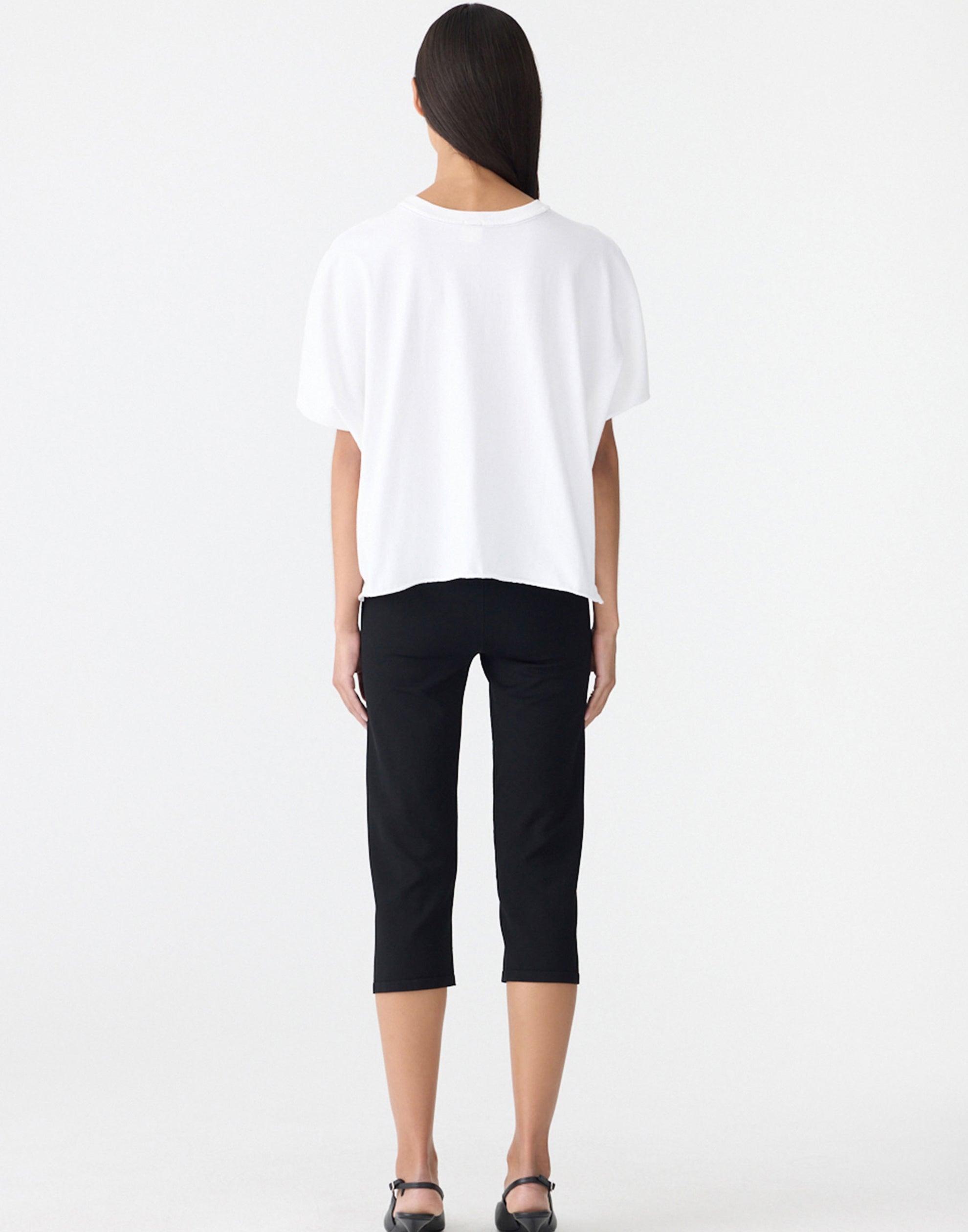 White Cotton Raw Slouch Boxy T-Shirt