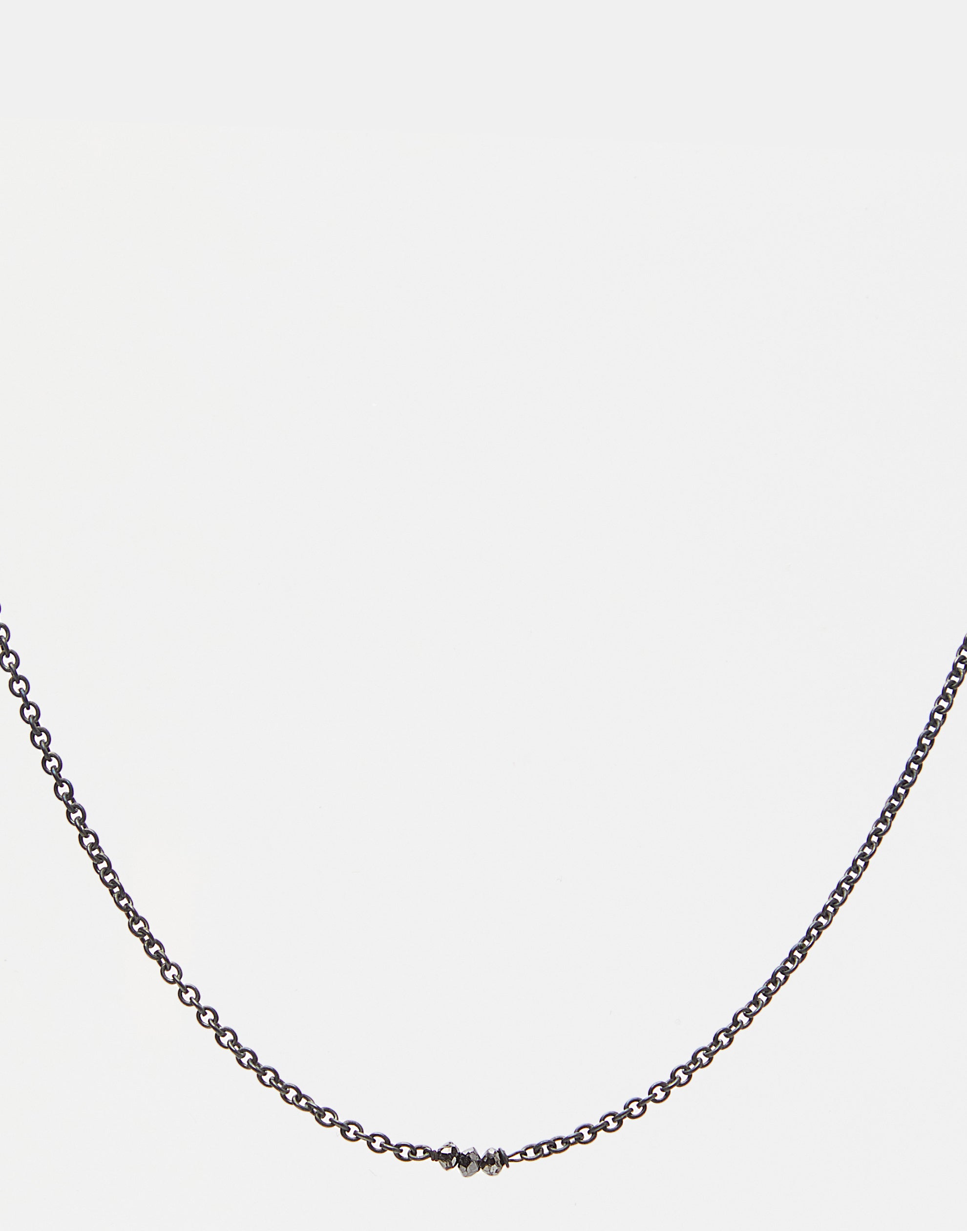 Oxidised Silver & Three Black Diamond Necklace