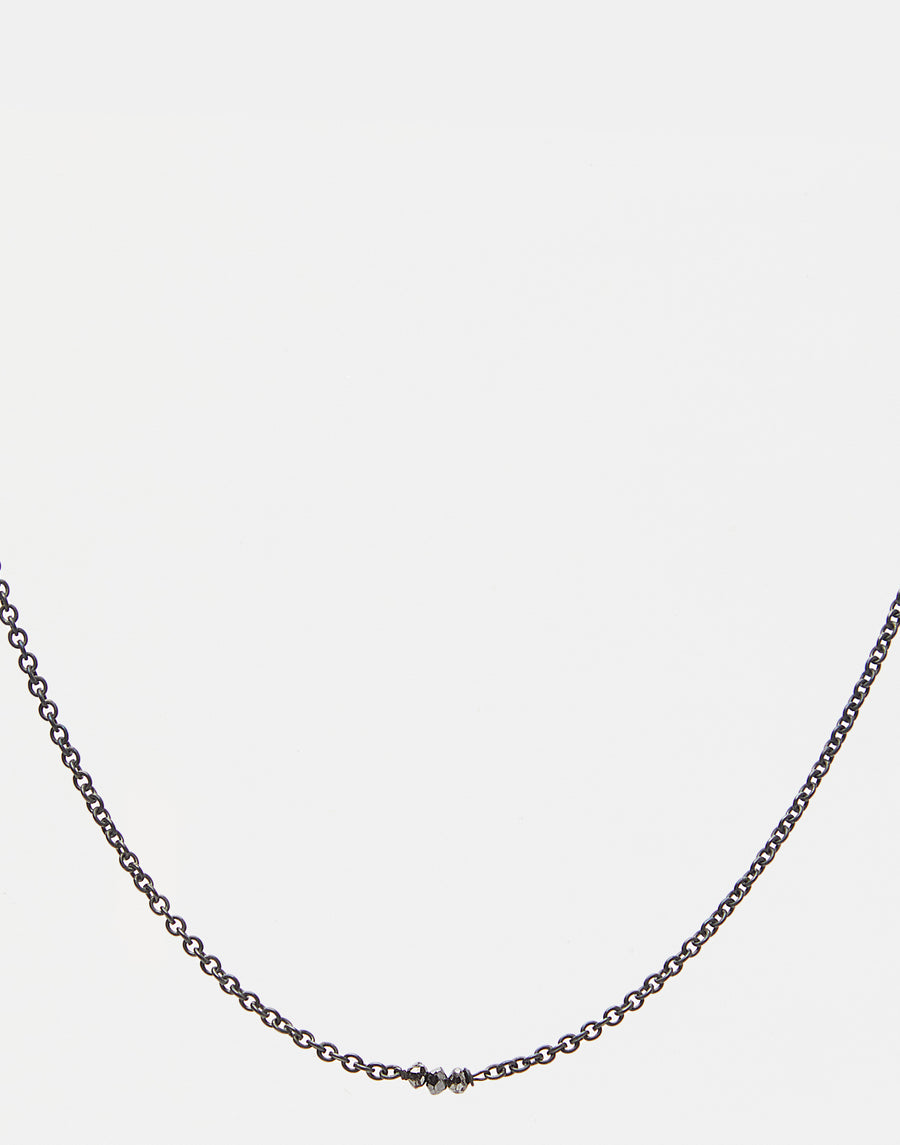 Oxidised Silver & Three Black Diamond Necklace