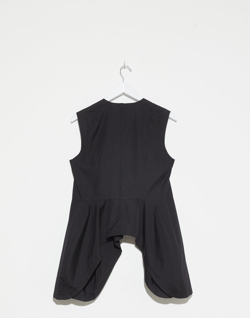 Black Cotton Poplin Sleeveless Top