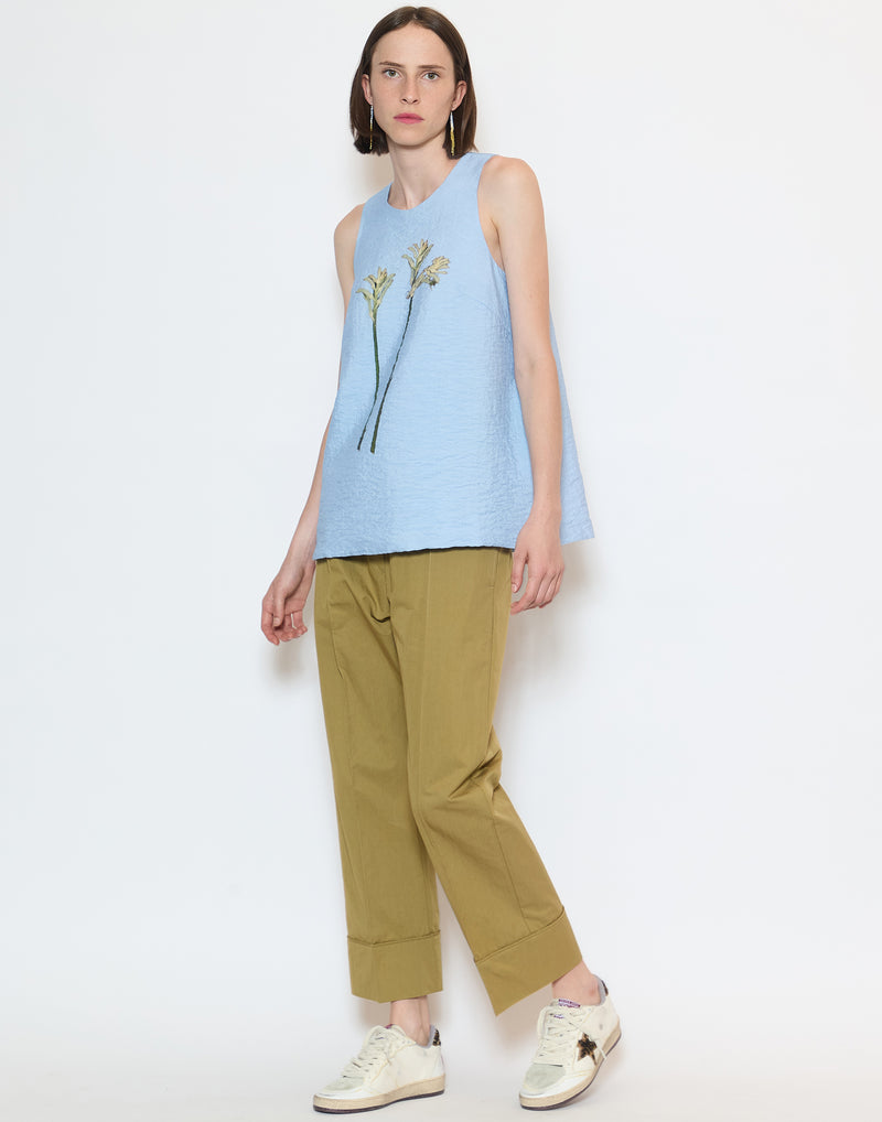 Soft Blue Silk Blend Tattia Tank Top