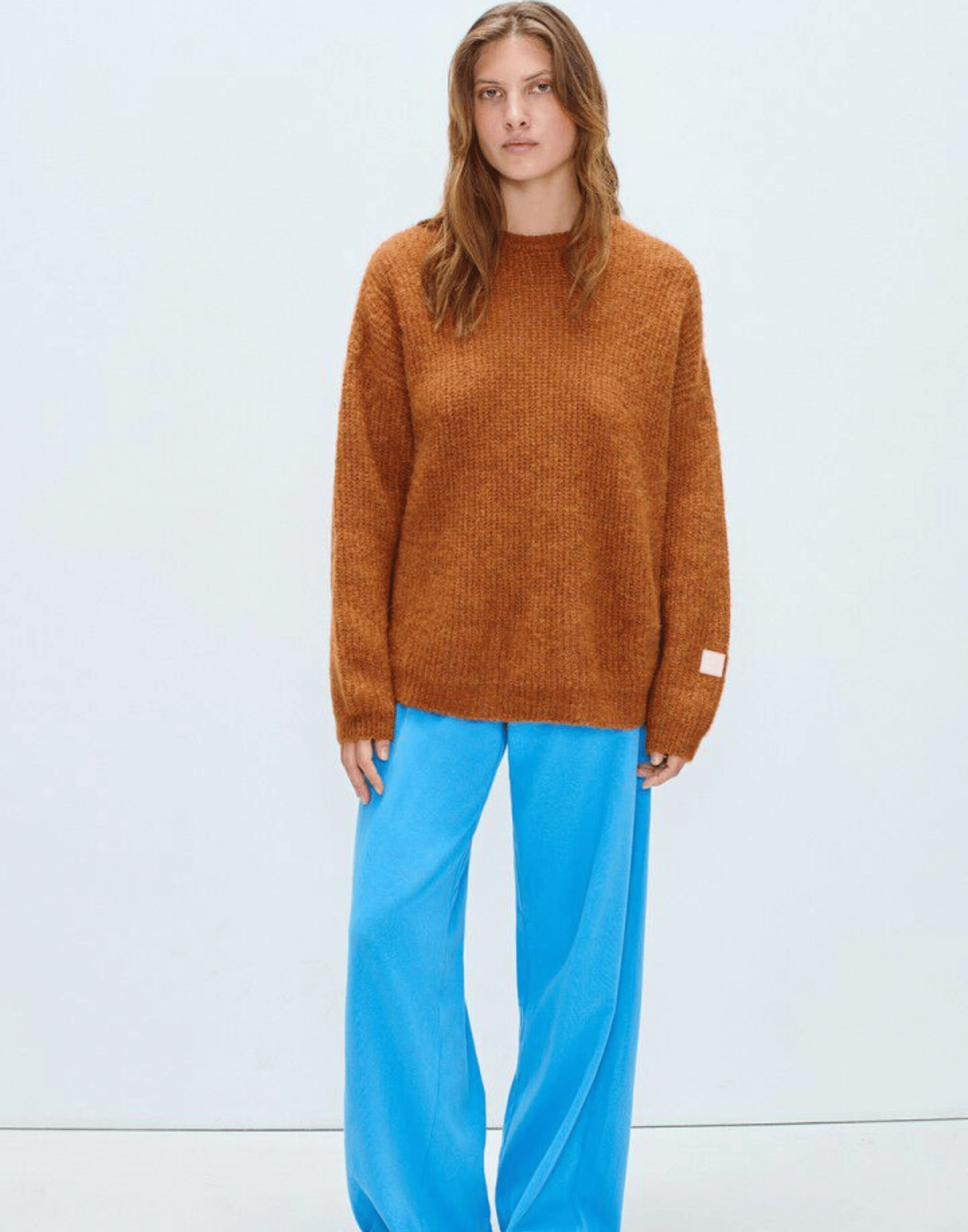 Squirrel Melange Wool Blend East Pullover