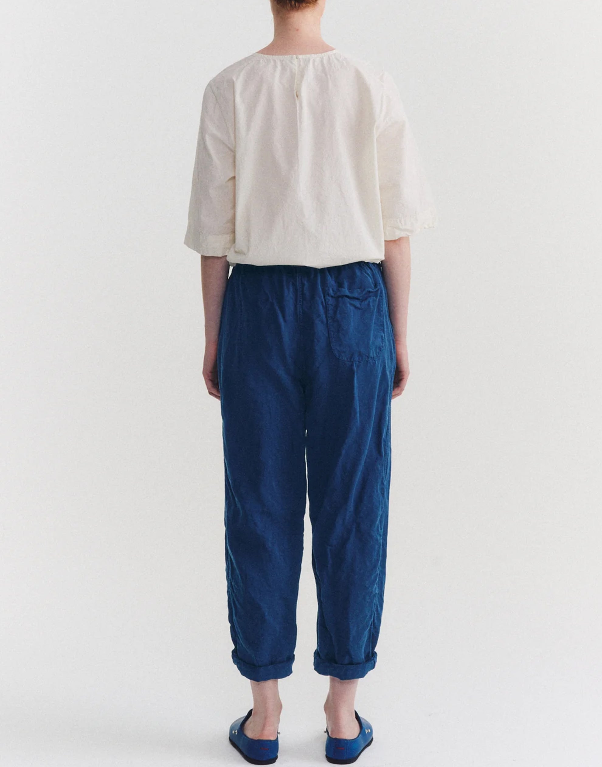 Blue Linen Blend Fabi Pants