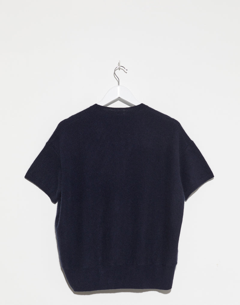 Navy Cashmere & Wool Half Sleeve Pullover