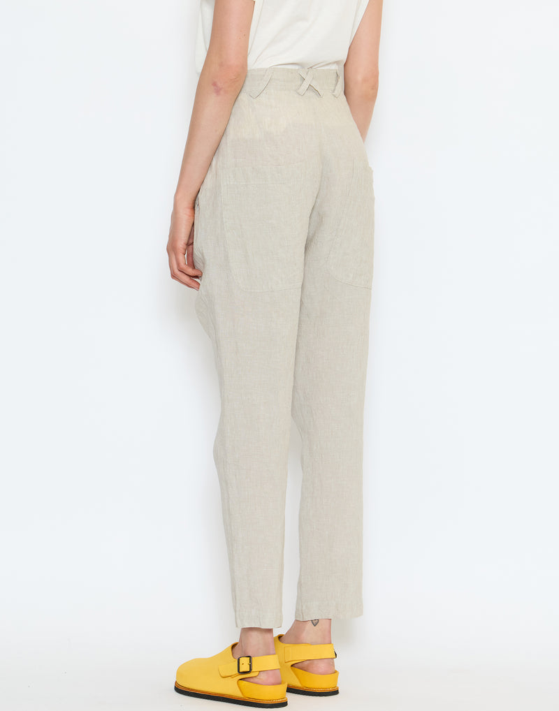 Natural Beige Linen Trousers