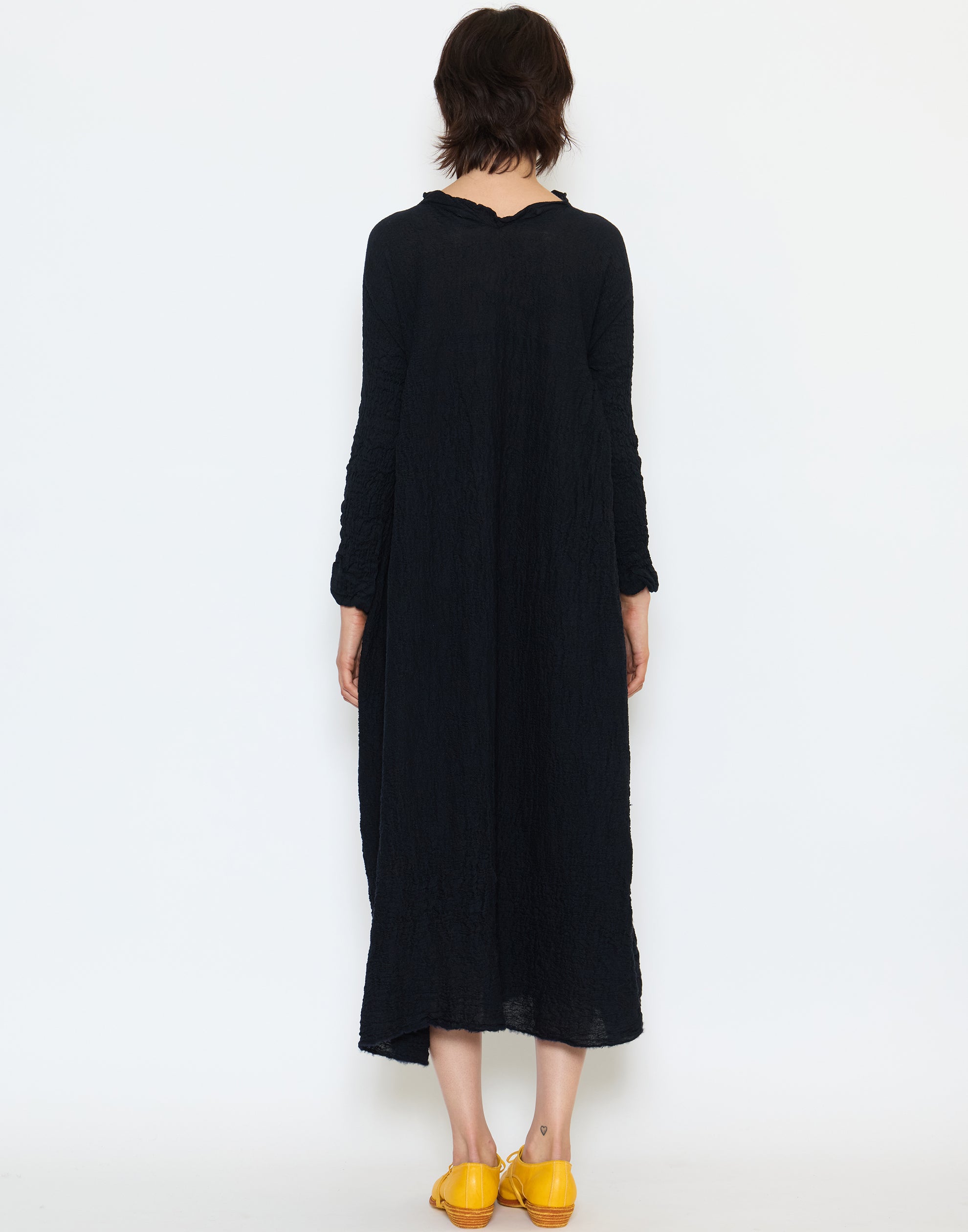 Navy Black Wool Newpride Meta Bianco Dress