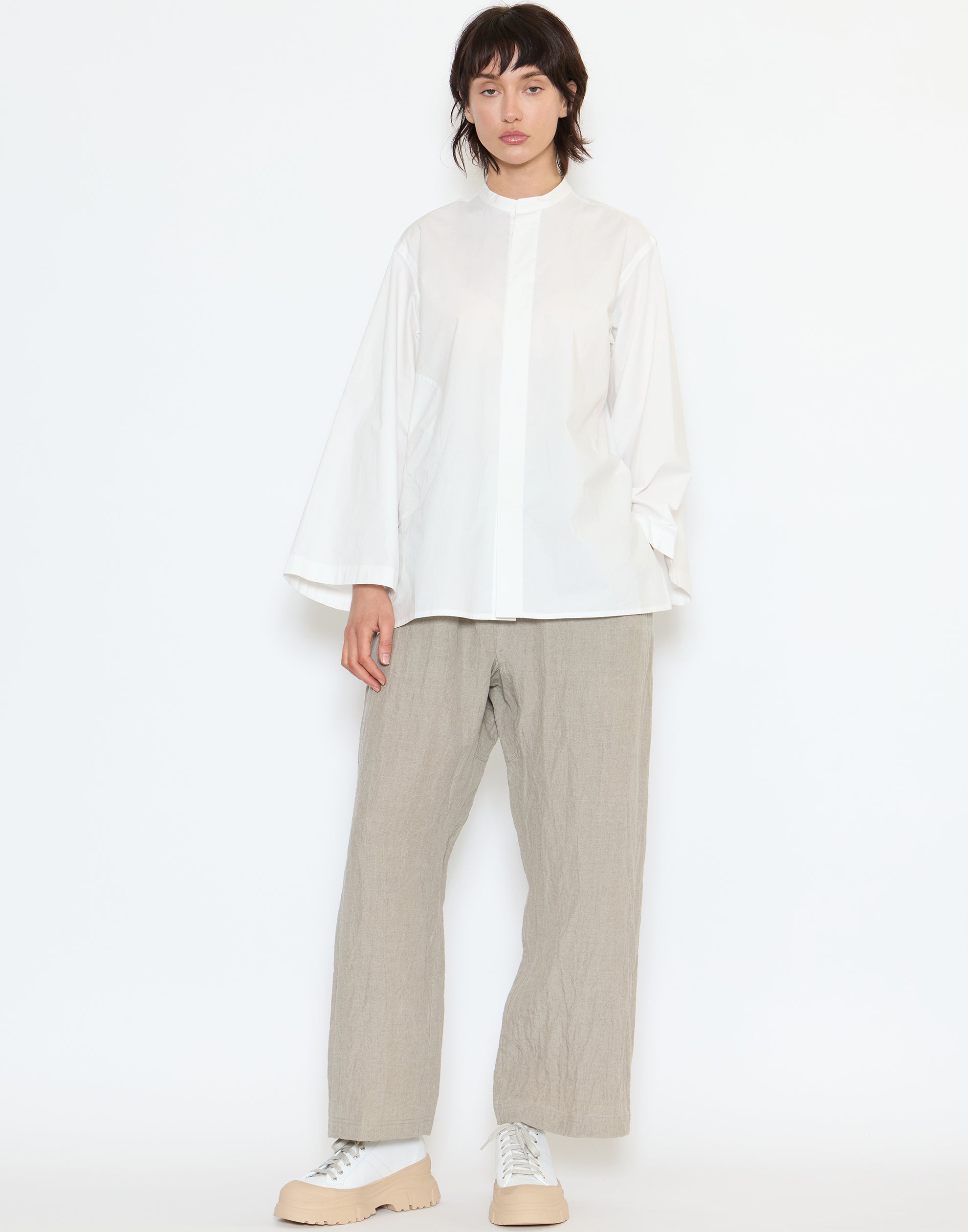 Natural Linen Pilar Low Crotch Pants