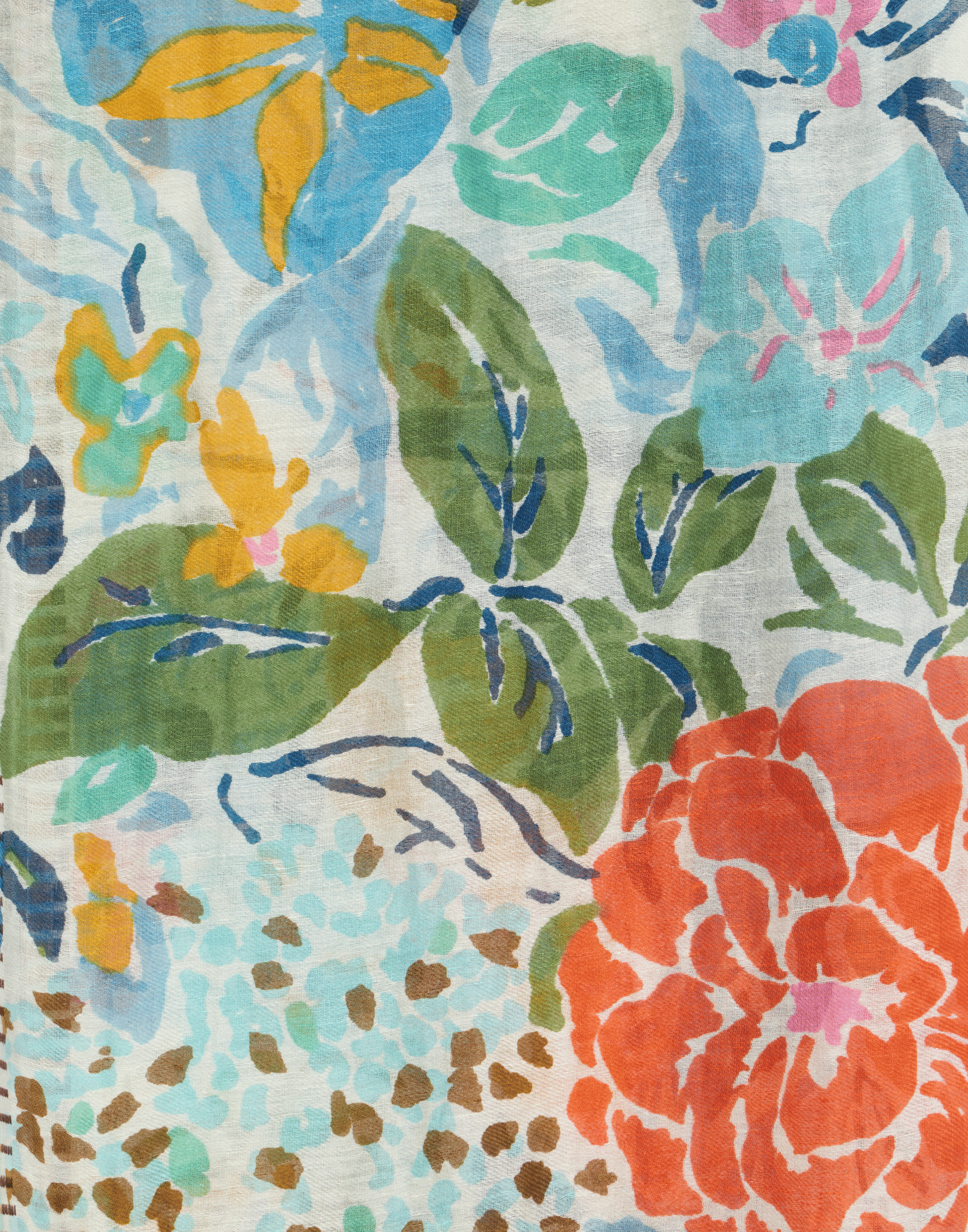 Mandarin Painted Linen & Cotton Scarf