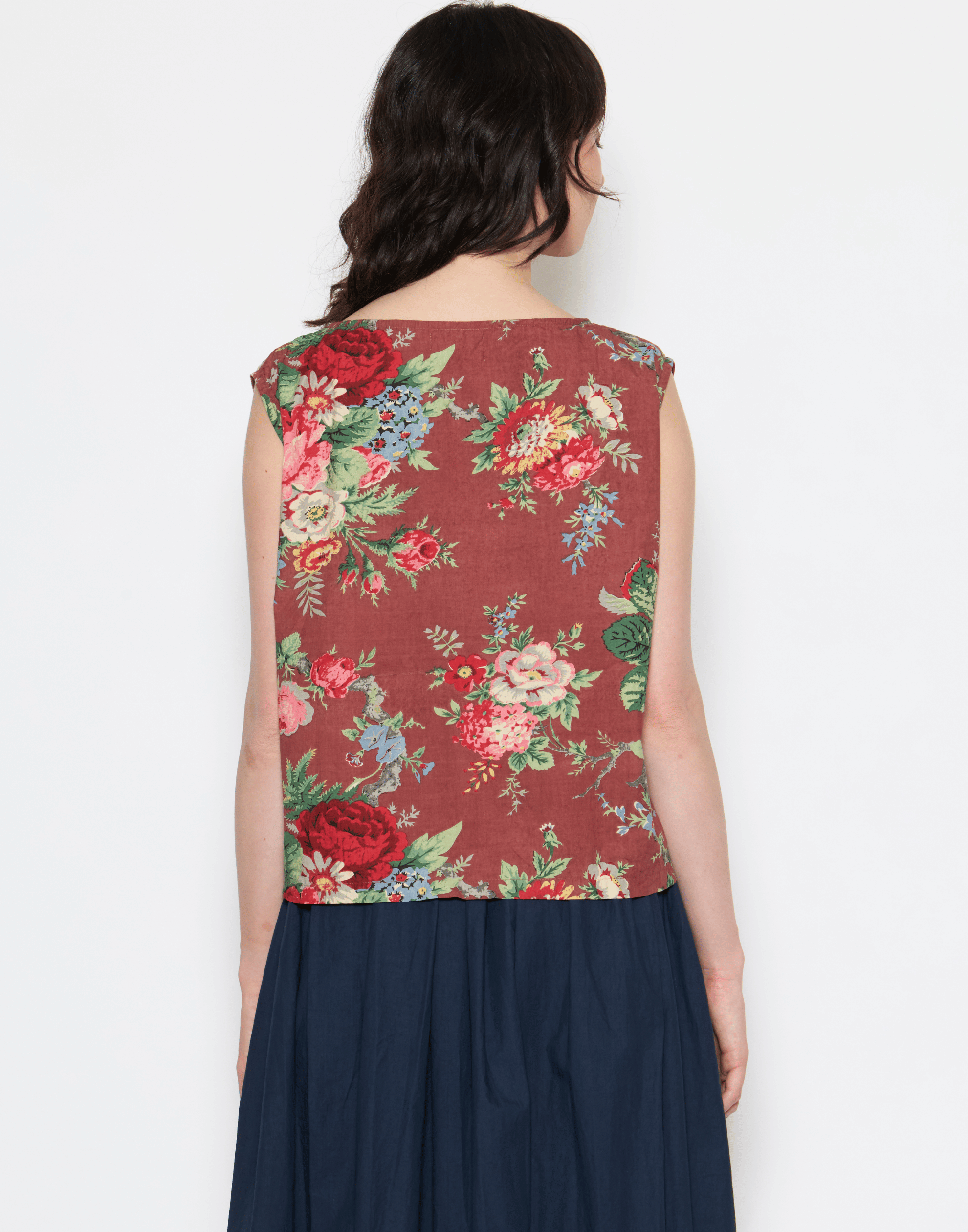 Sunset Floral Print Cotton Poplin Anna Top