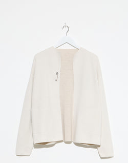 Ivory Feather Cashmere Reversible Loro Jacket