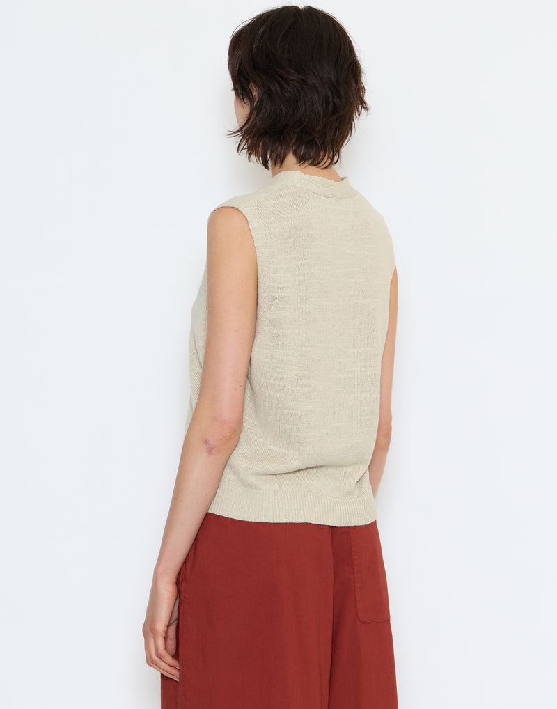 Parchment Cotton & Linen Knitted Tank