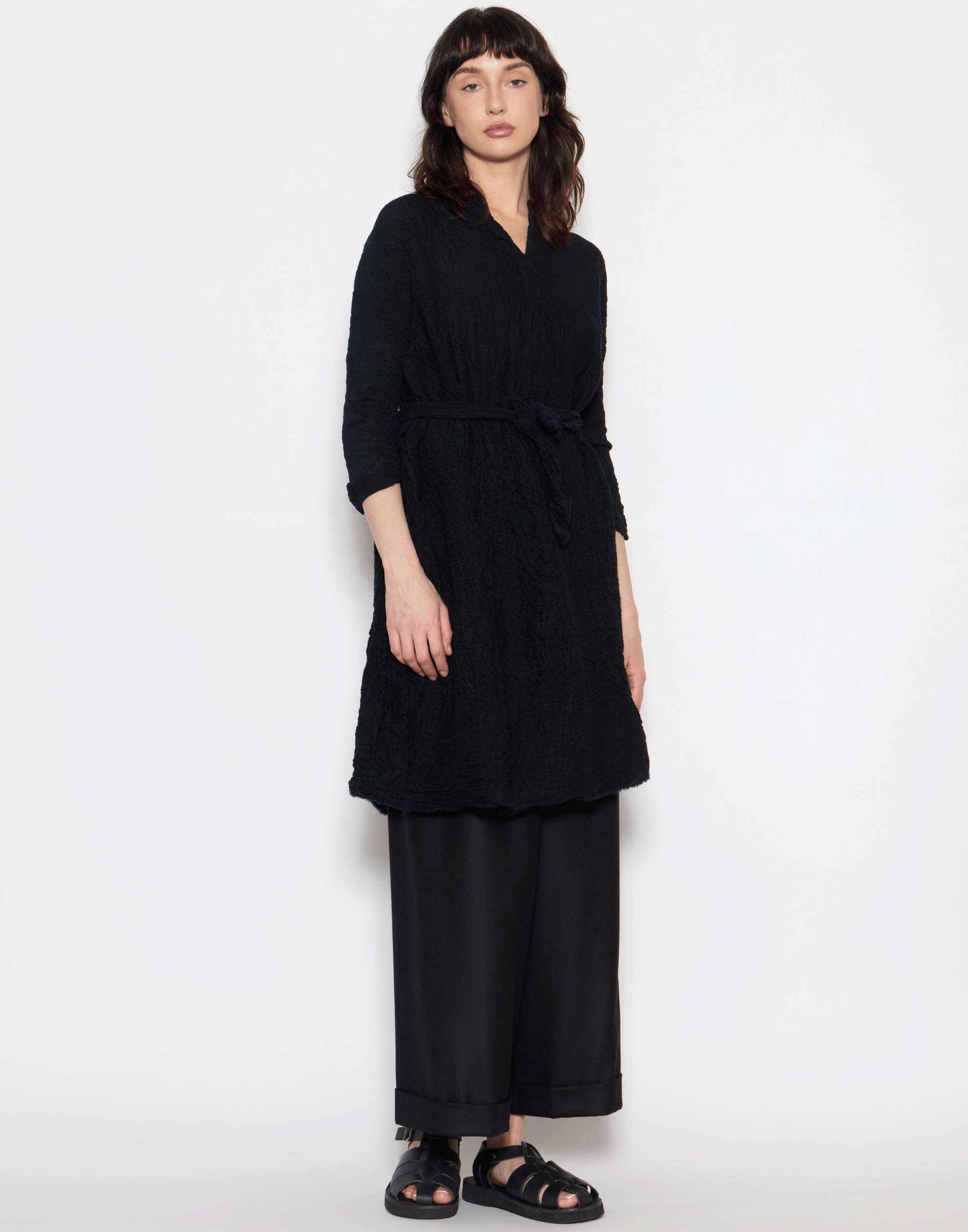 Navy & Black Wool Venti Lavato Dress