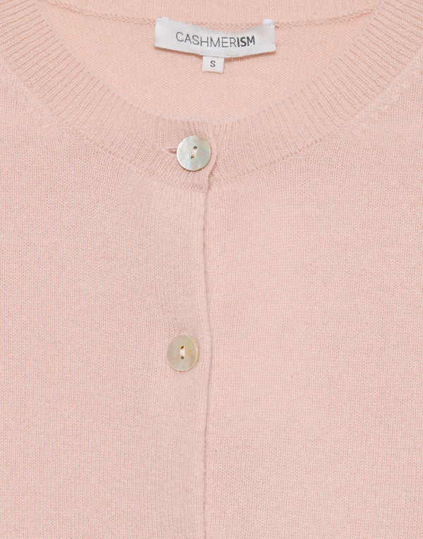 Blush Cashmere Crew Neck Cardigan