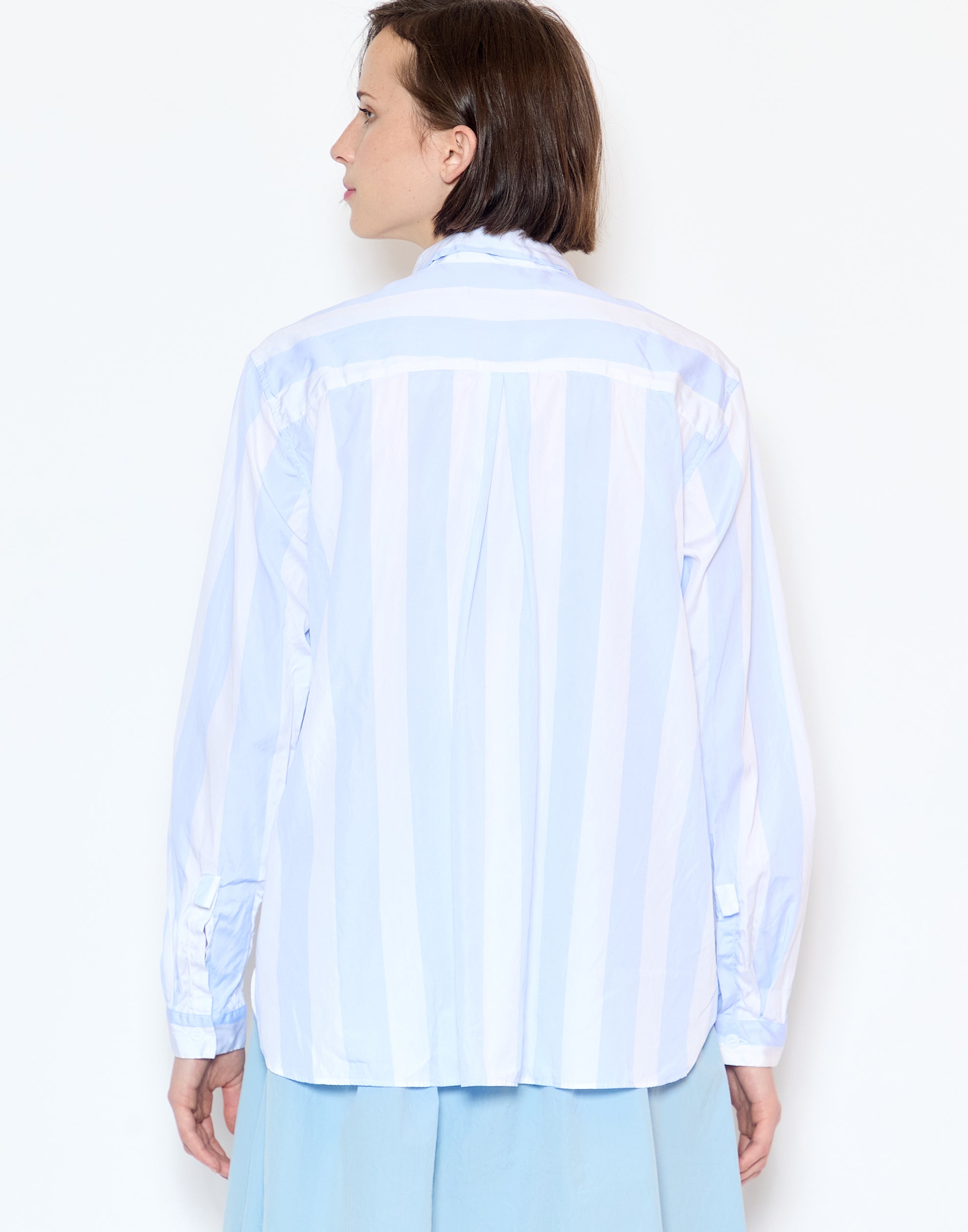 Azur Stripe Cotton Loose Tyrol Shirt