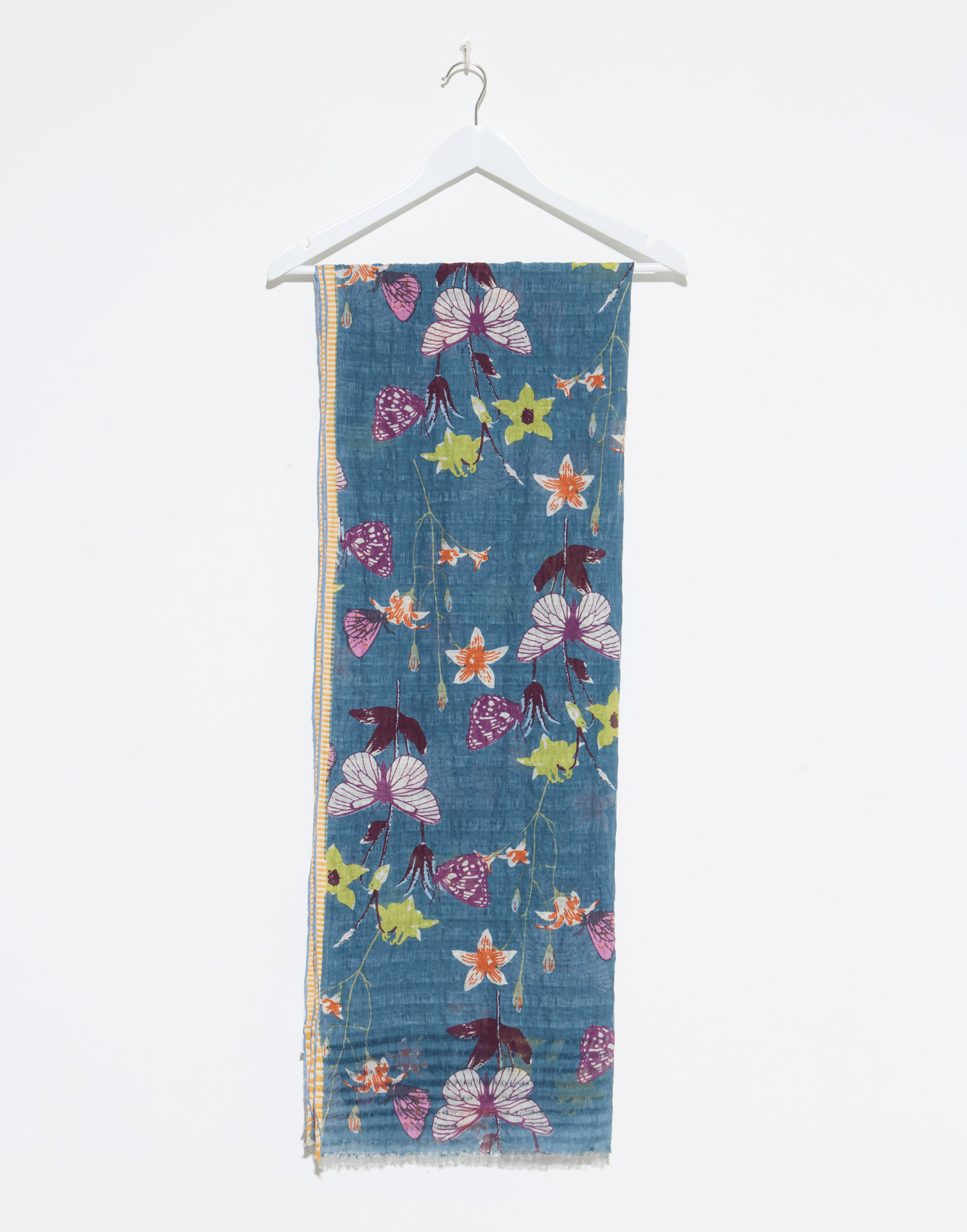 Blue Stone Butterflies Linen & Cotton Scarf