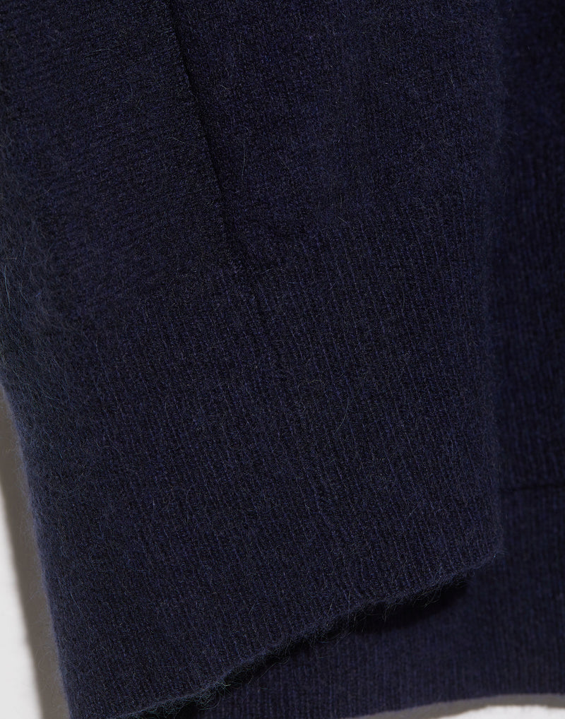 Navy Cashmere & Wool Half Sleeve Pullover