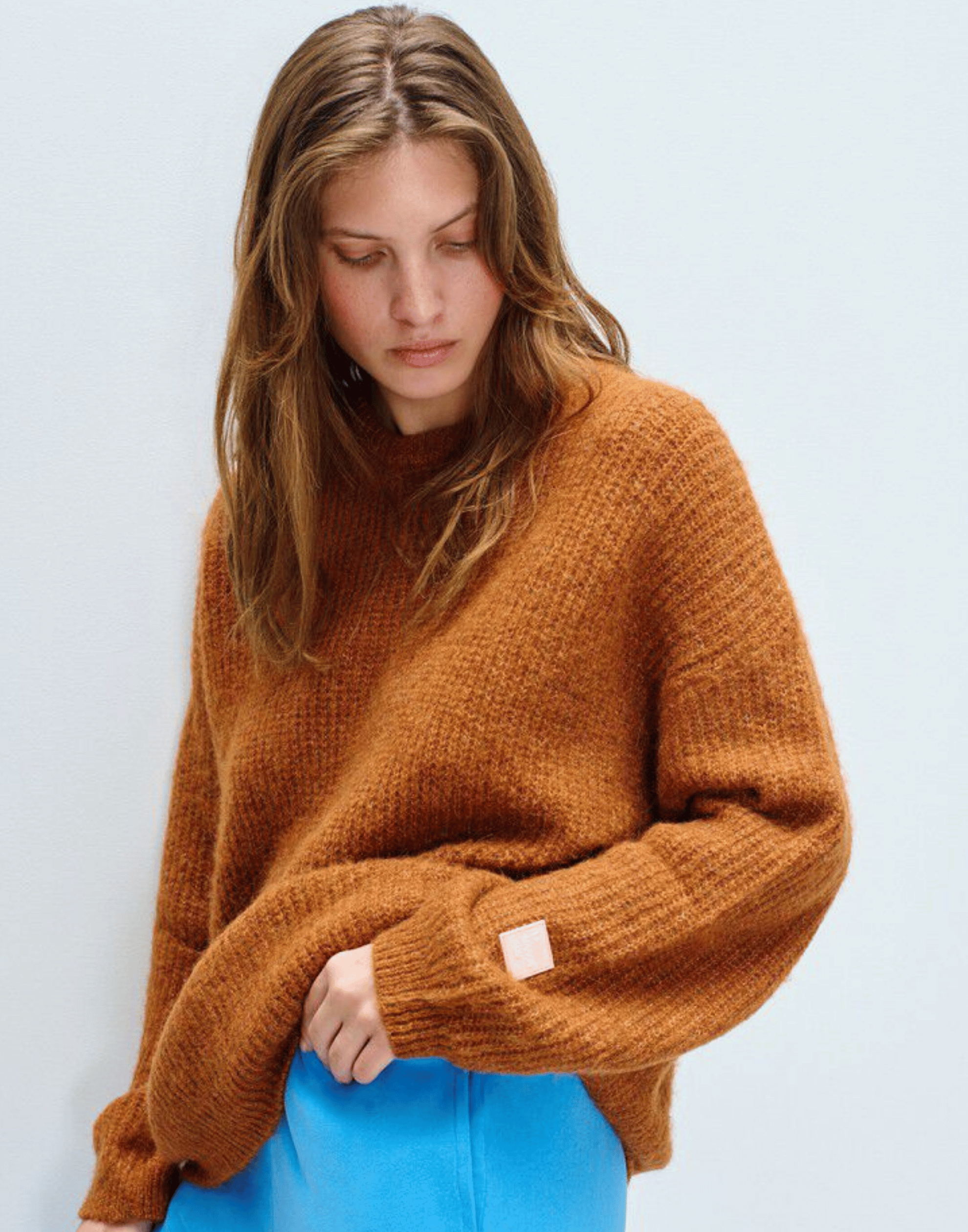 Squirrel Melange Wool Blend East Pullover