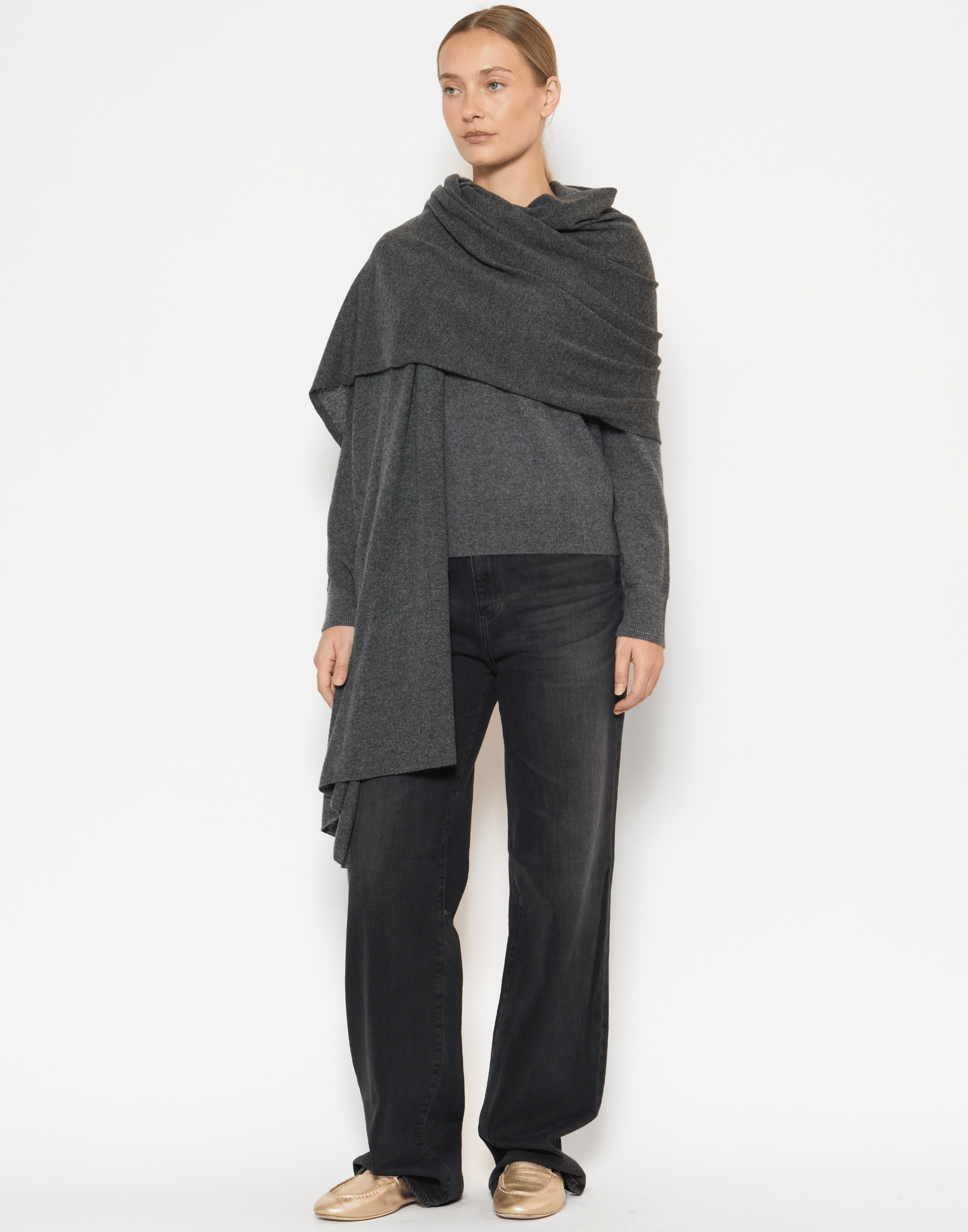 Grey Cashmere Oversized Travel Wrap