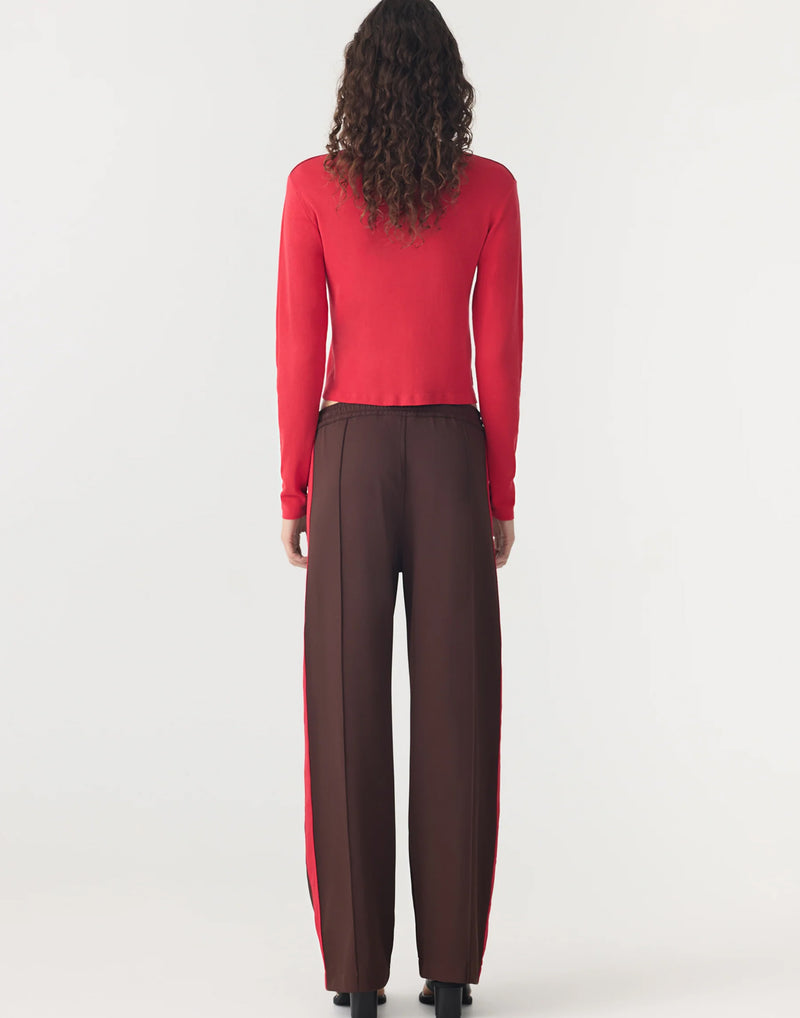 Carob & Red Twill Stripe Detail Pant