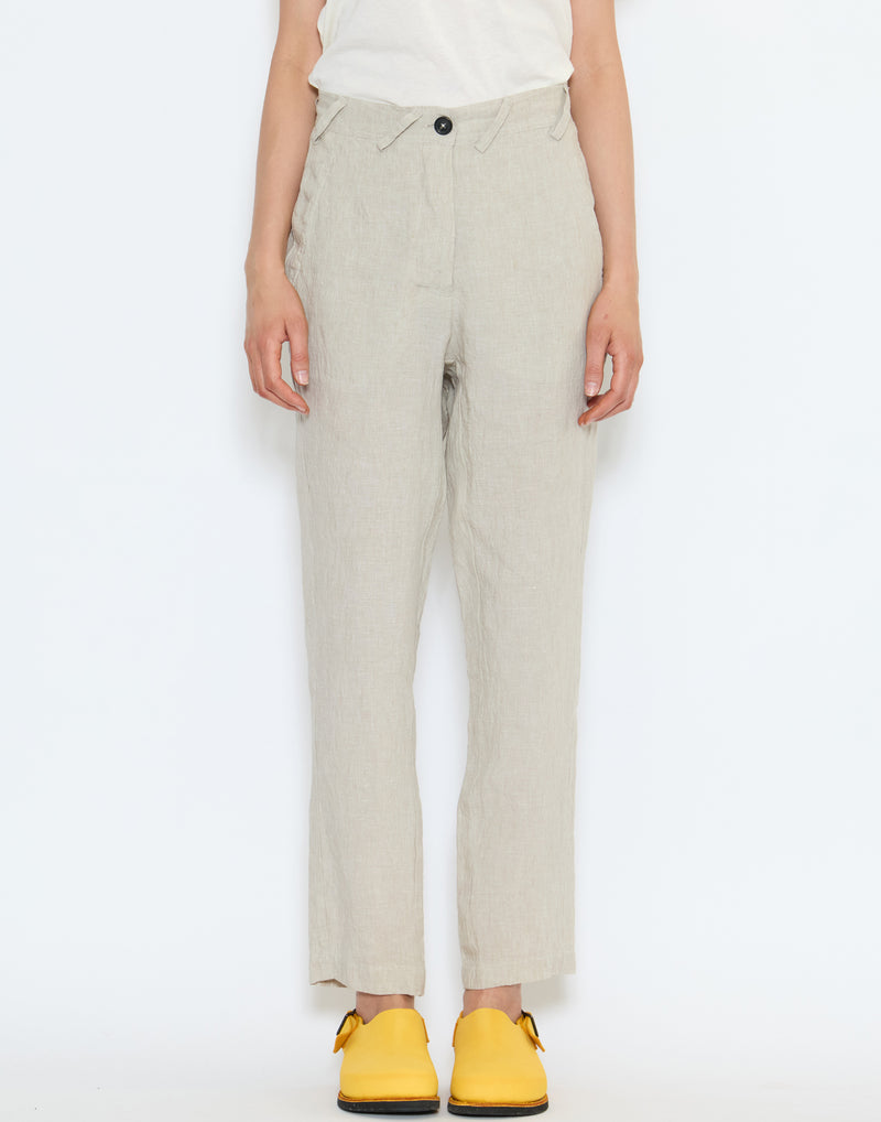 Natural Beige Linen Trousers