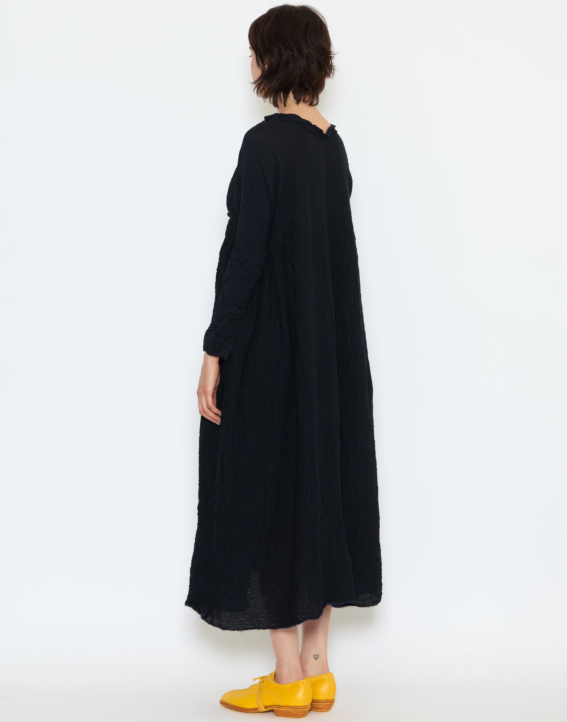 Navy Black Wool Newpride Meta Bianco Dress