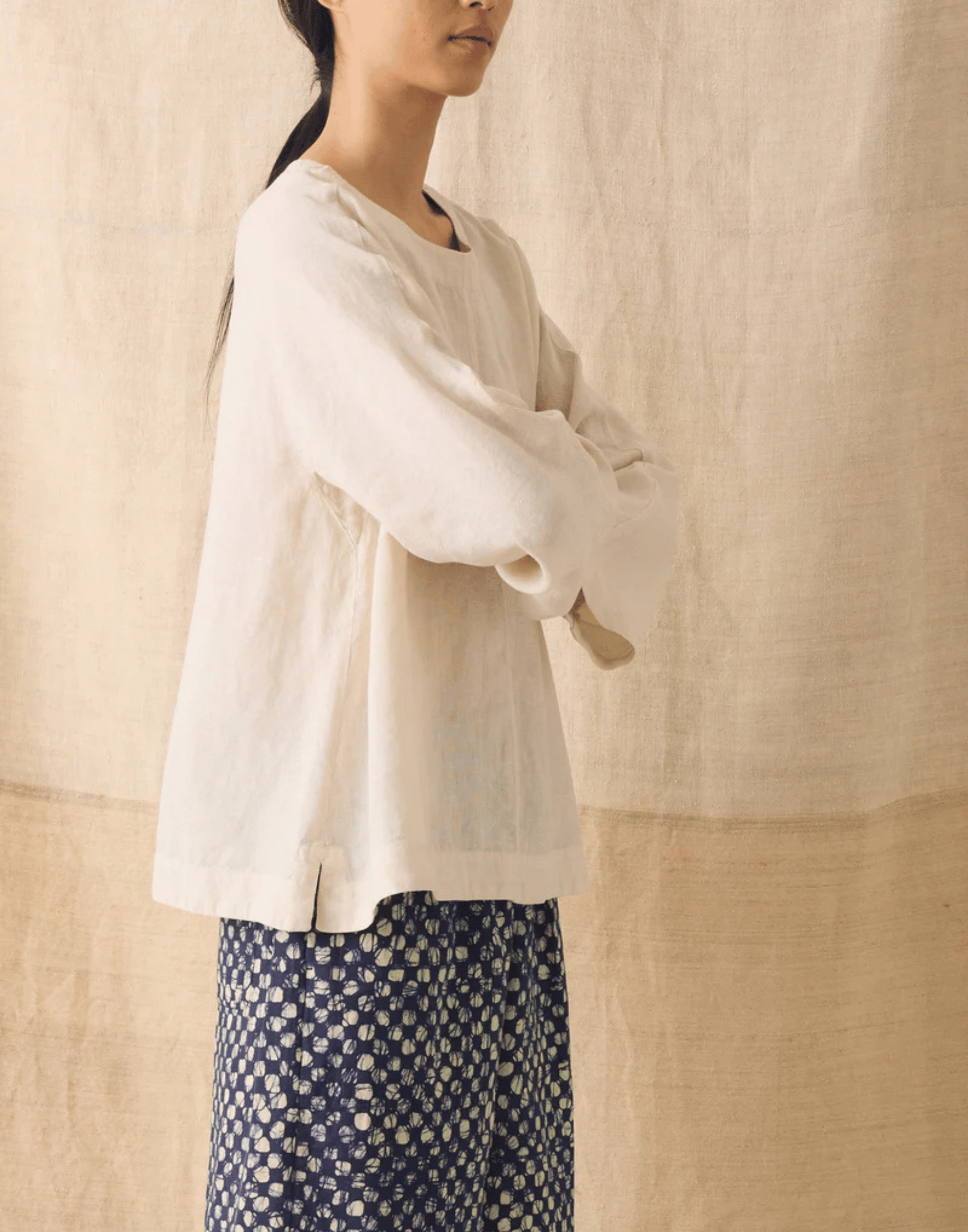 Oat Linen Garment Dyed Top
