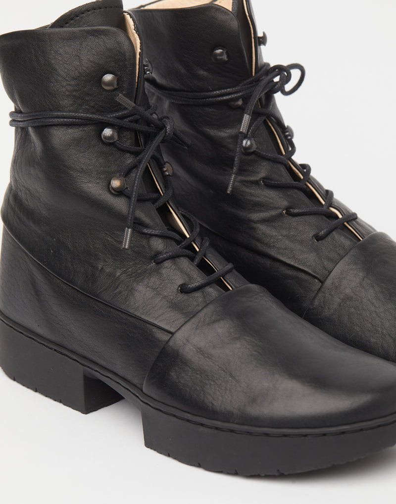 Black Leather Lace Up Umpire Boots