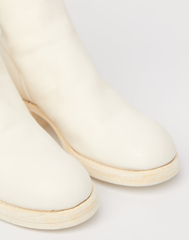 White 788Z Leather Rear Zip Boots