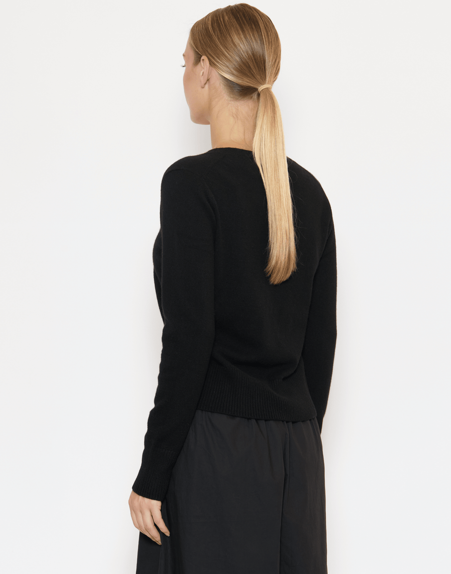 Black Cashmere Essential V Neck Pullover