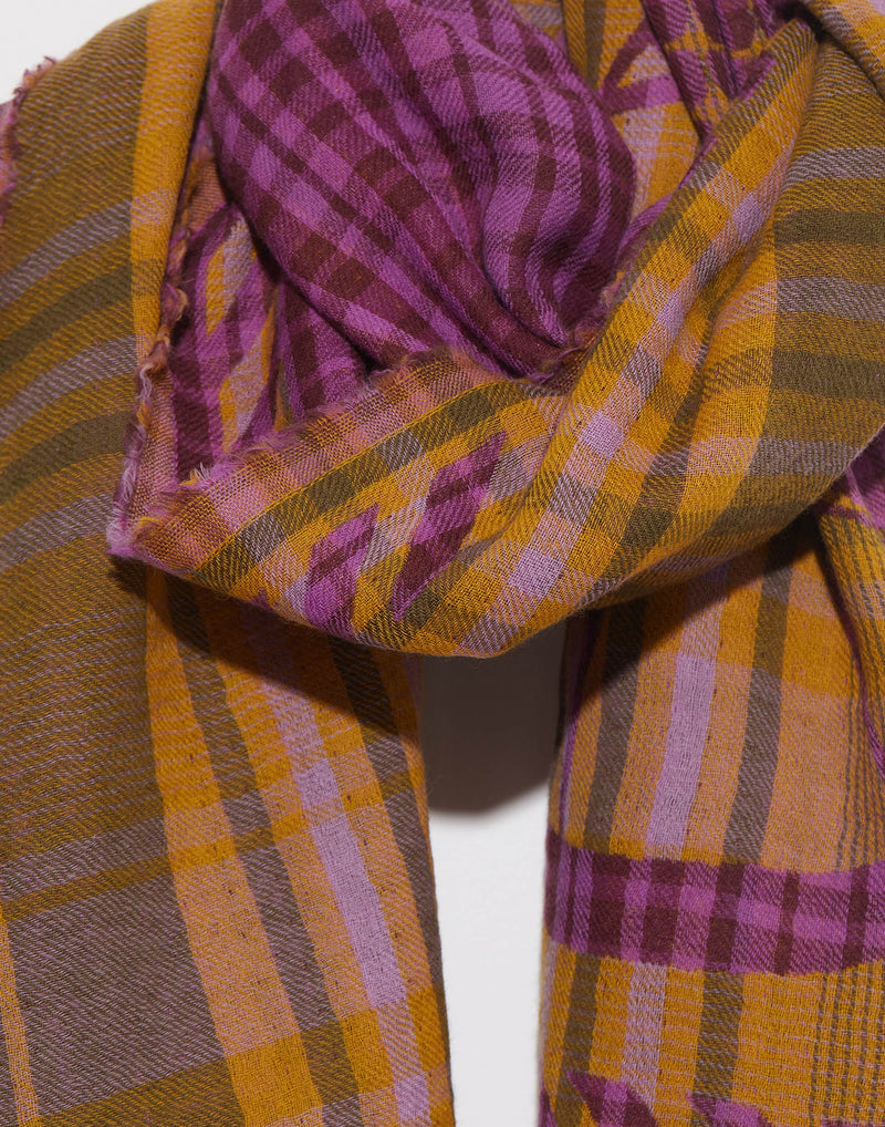 Pink & Yellow Wool Jacquard Poulidor Scarf