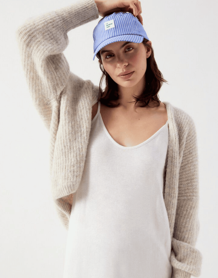 Powder Melange Wool Blend East Cardigan