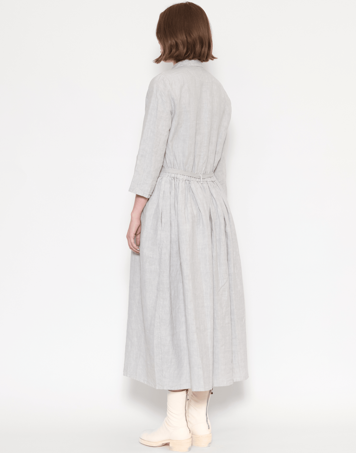 Pearl Grey Linen Davina Shirt Dress