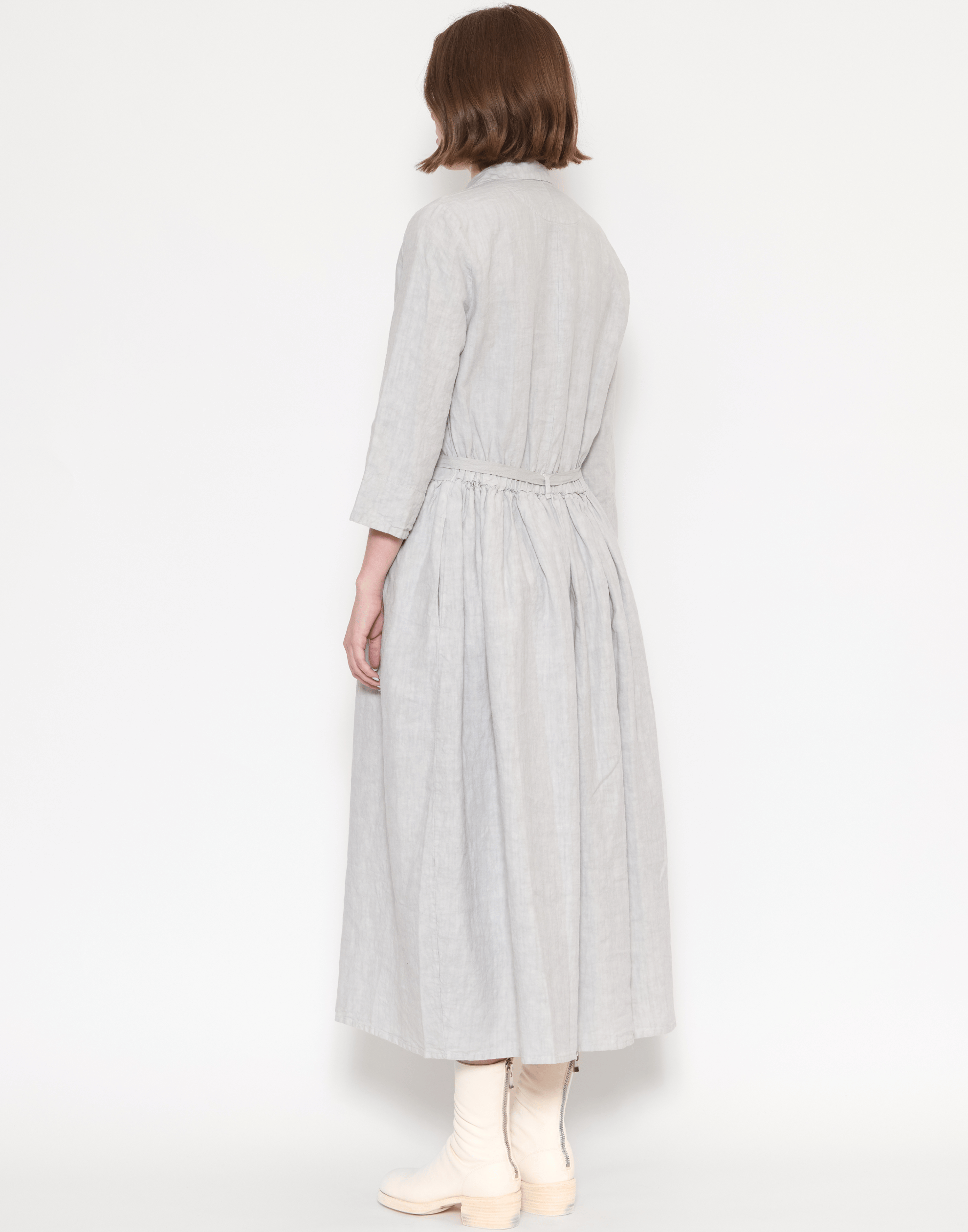 Pearl Grey Linen Davina Shirt Dress
