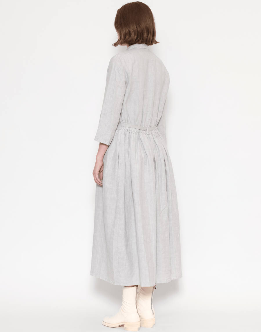 Pearl Grey Linen Davina Shirt Dress