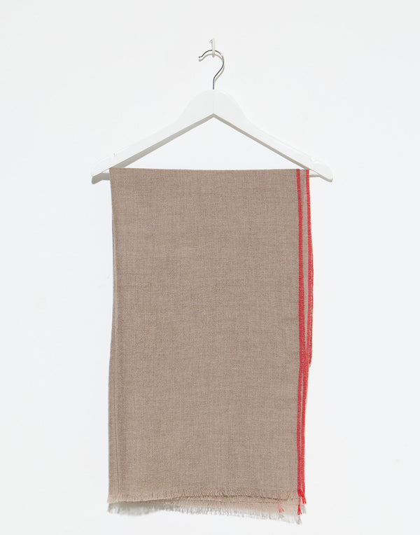 Taupe Cashmere Contrast Shawl