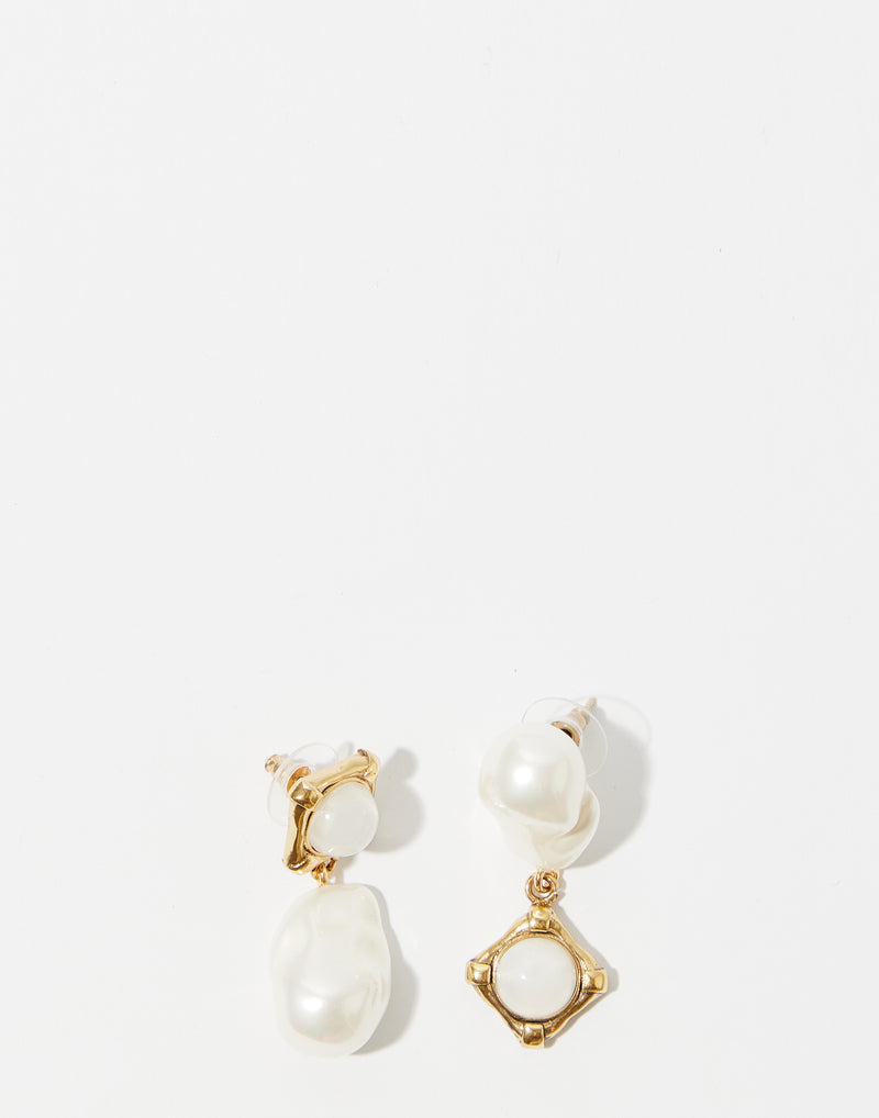Pearl & Stone Drop Earrings