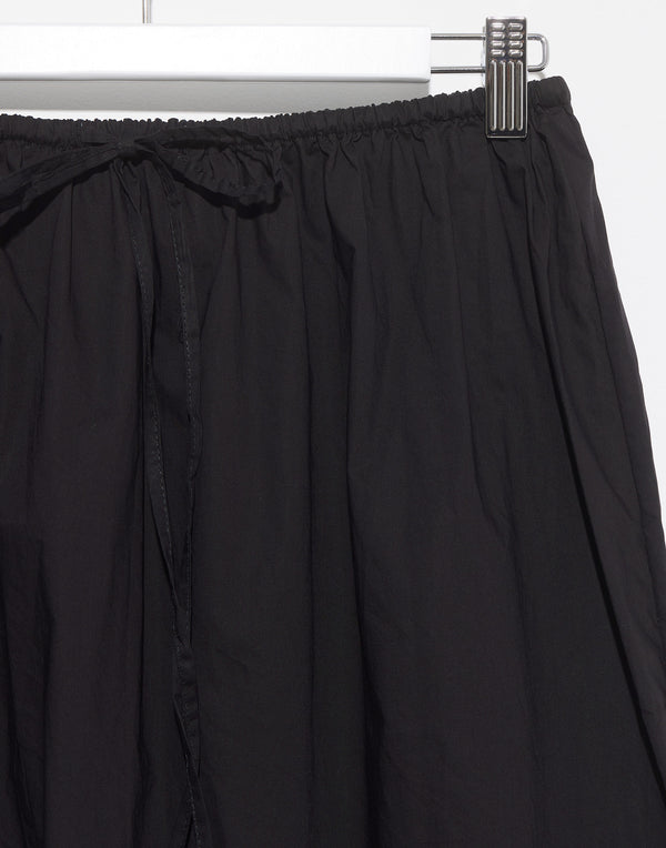 Black Cotton Poplin Mid Skirt