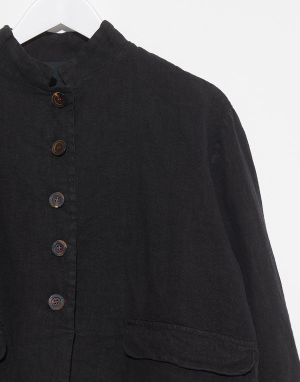 Black Linen Virgi Jacket